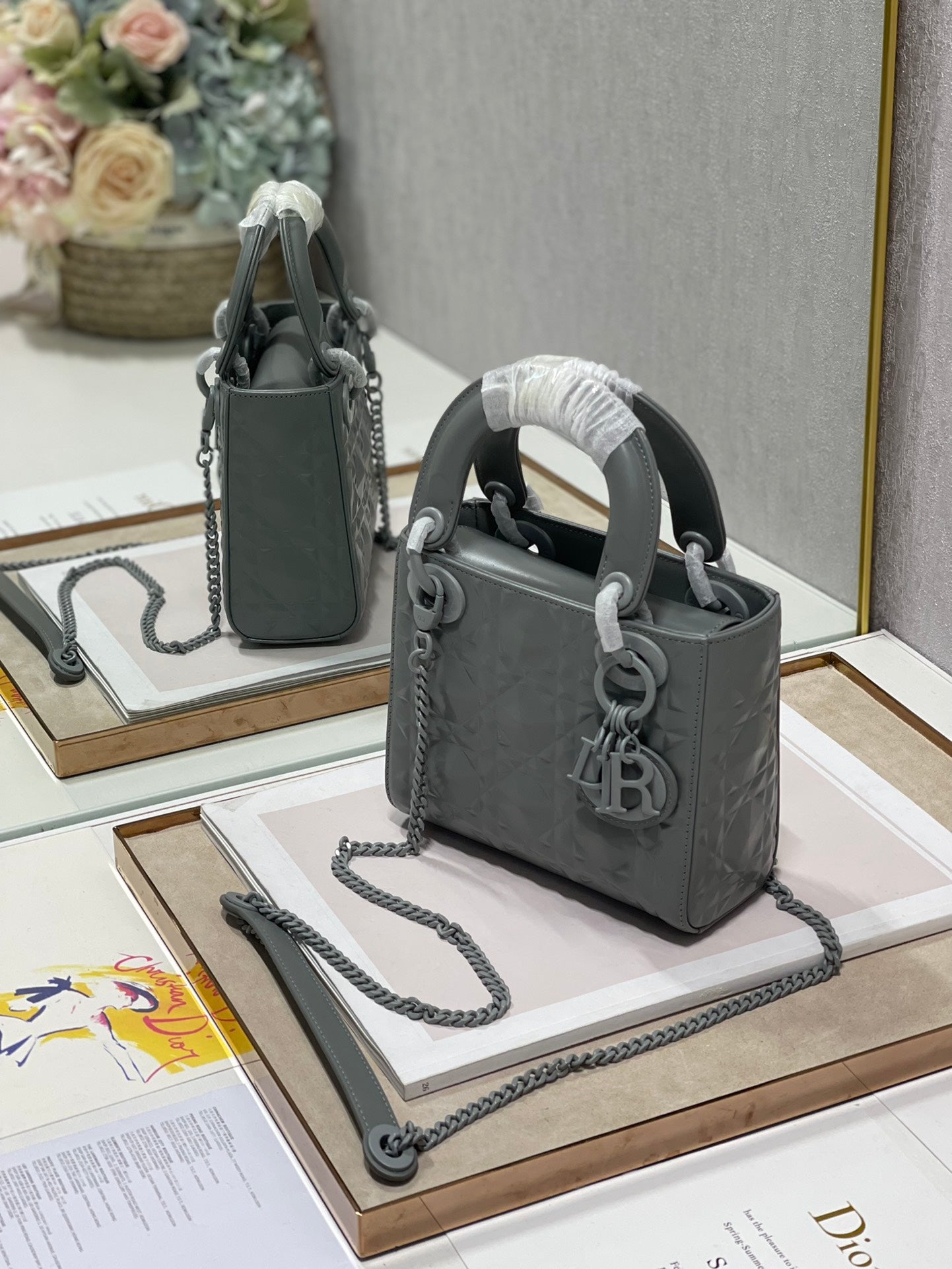 Top Quality Mini Lady Bag, Dark Grey, For Women Womens Handbags, Crossbody Bags, 17cm CD