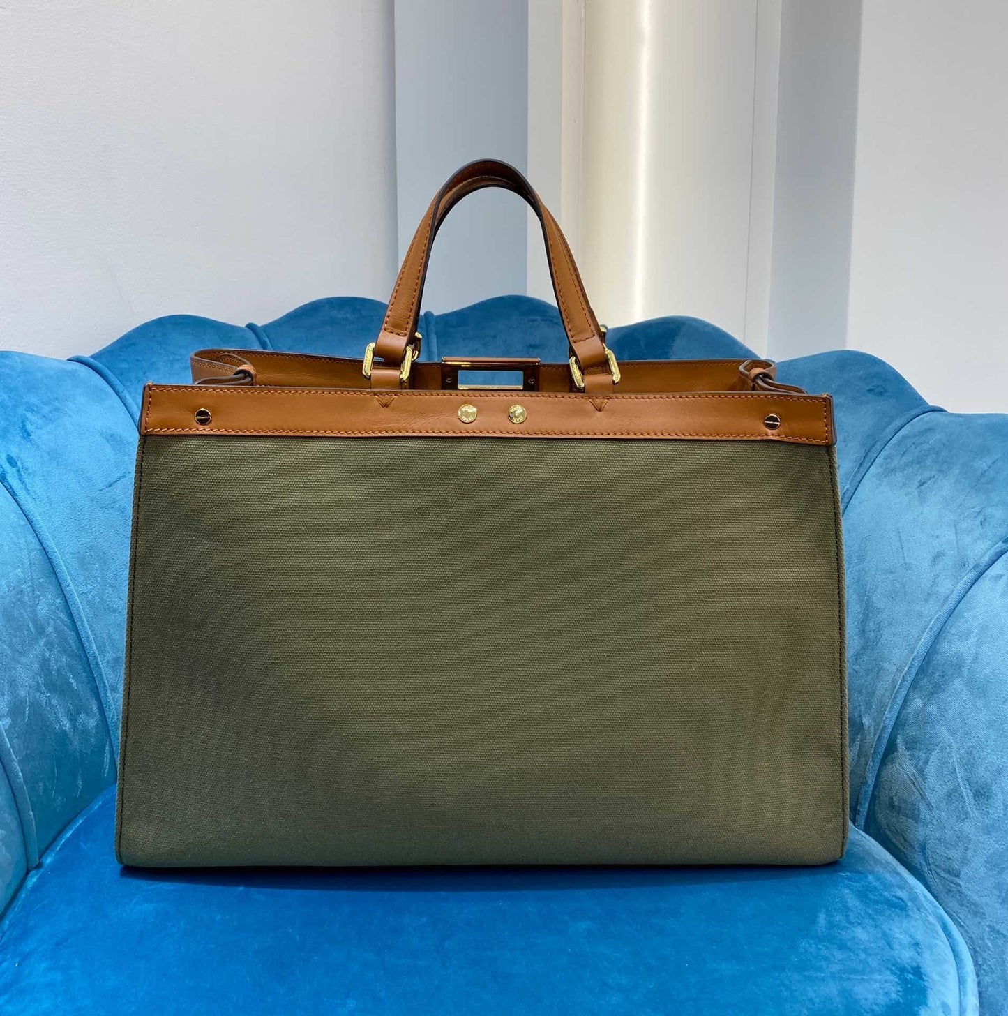 Top QualityTop Quality Peekaboo x Tote Bag Khaki For Women, Women’s Bags 15.7in/40cm FF 8BH374