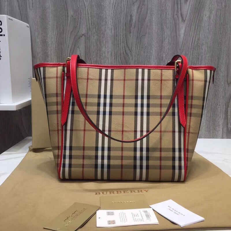 Top Quality The Small Canter Horseferry Check Tote Red For Women, Women’s Bags 11.6in/29.5cm