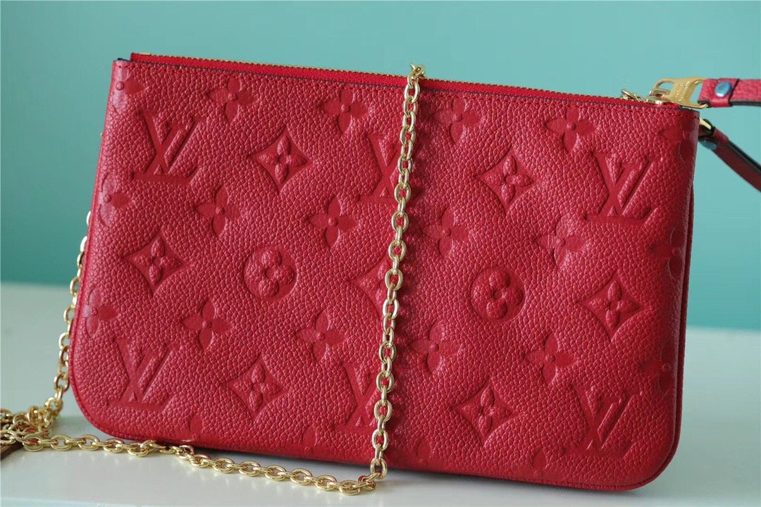 Top Quality Double Zip Pochette Monogram Empreinte Red For Women,  Shoulder and Crossbody Bags 7.9in/20cm Top Quality