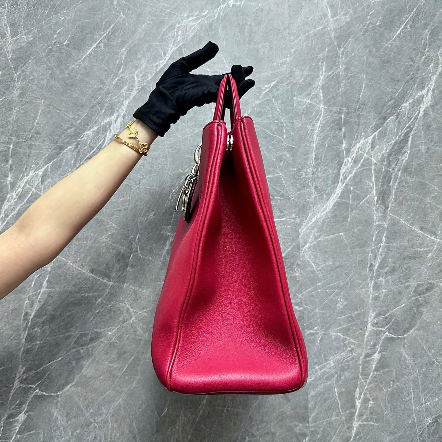Diorissimo Large Smooth Calfskin Red SHW