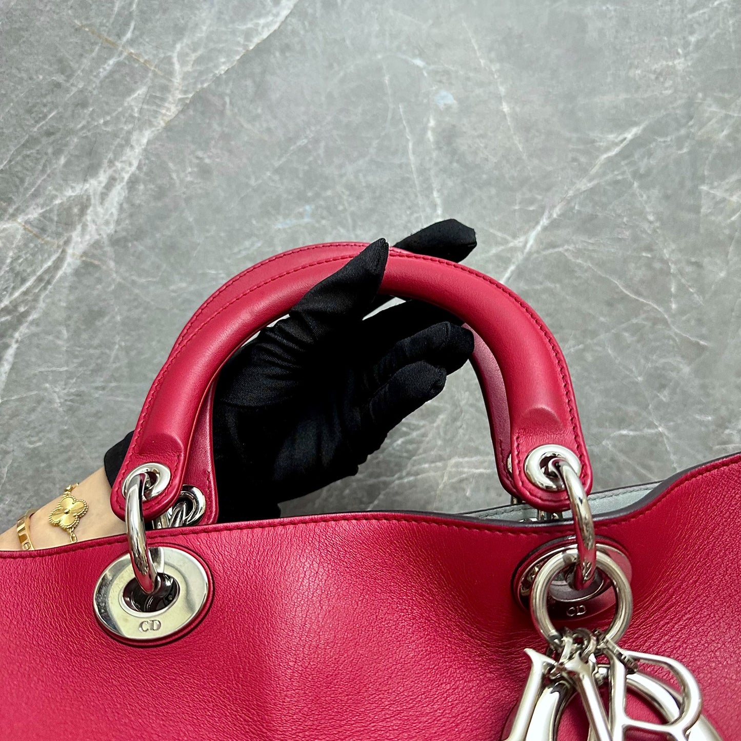 Diorissimo Large Smooth Calfskin Red SHW
