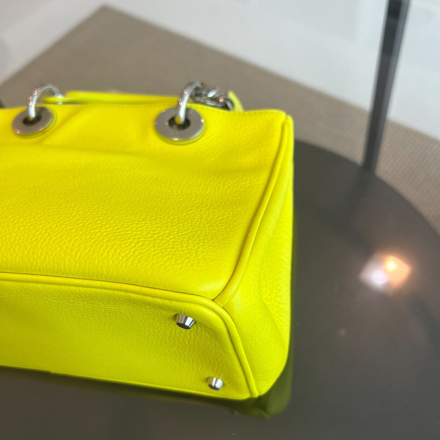 Diorissimo Mini Lady Smooth Calfskin Leather Yellow SHW