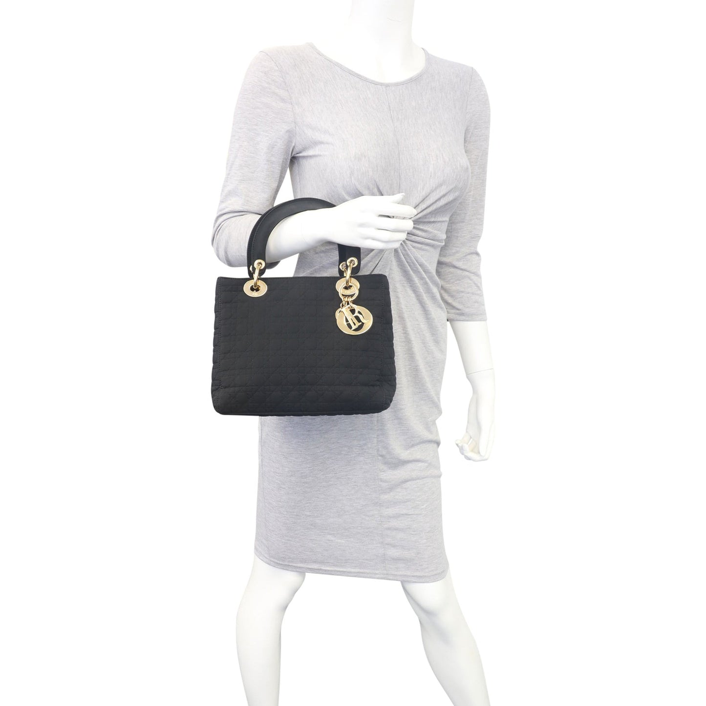 Dior Lady Dior Cannage Quilted Canvas Bag Medium