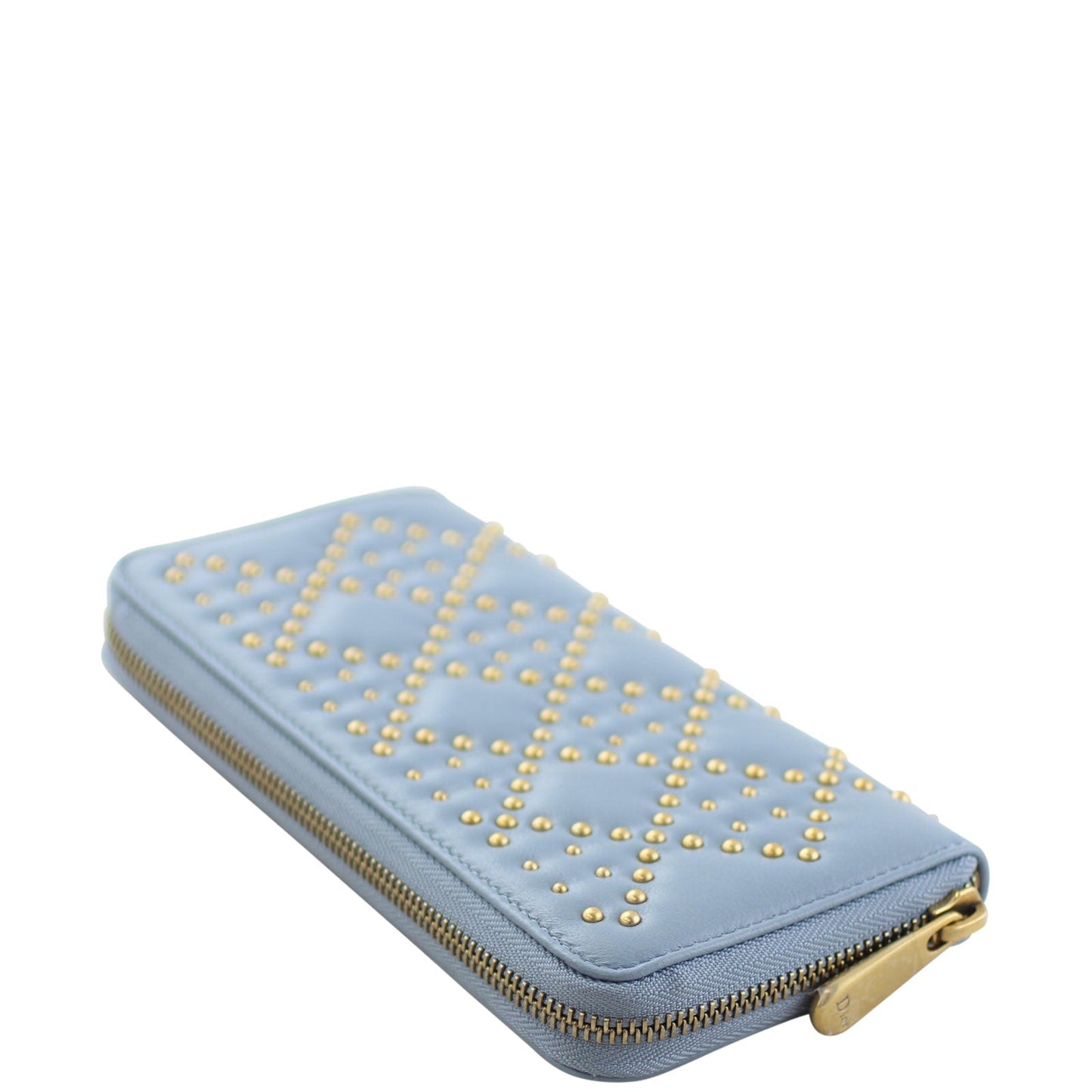 Dior Lady Dior Studded Zip Around Wallet