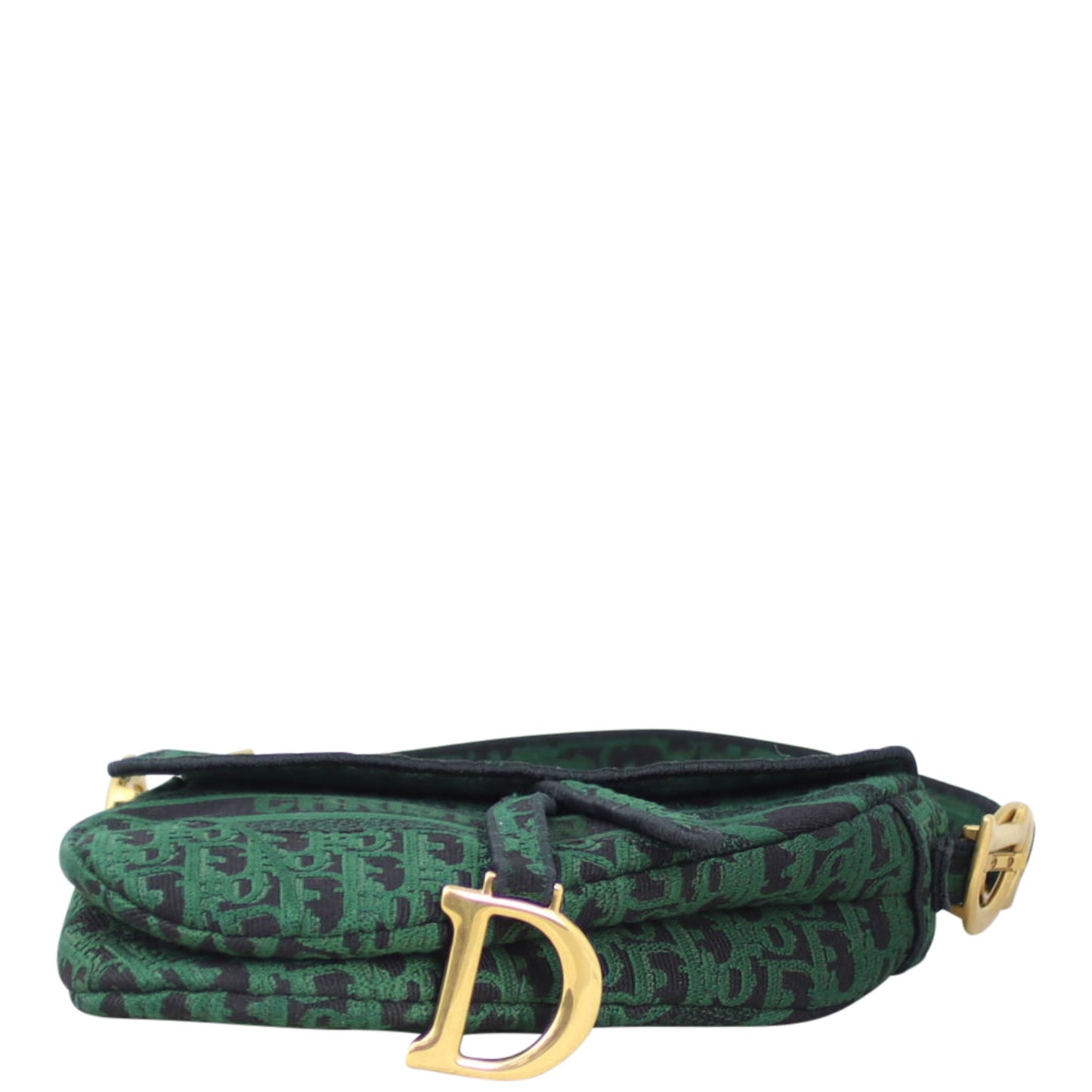 Dior Oblique Embroidery Saddle Bag with Tartan Studded Shoulder Strap