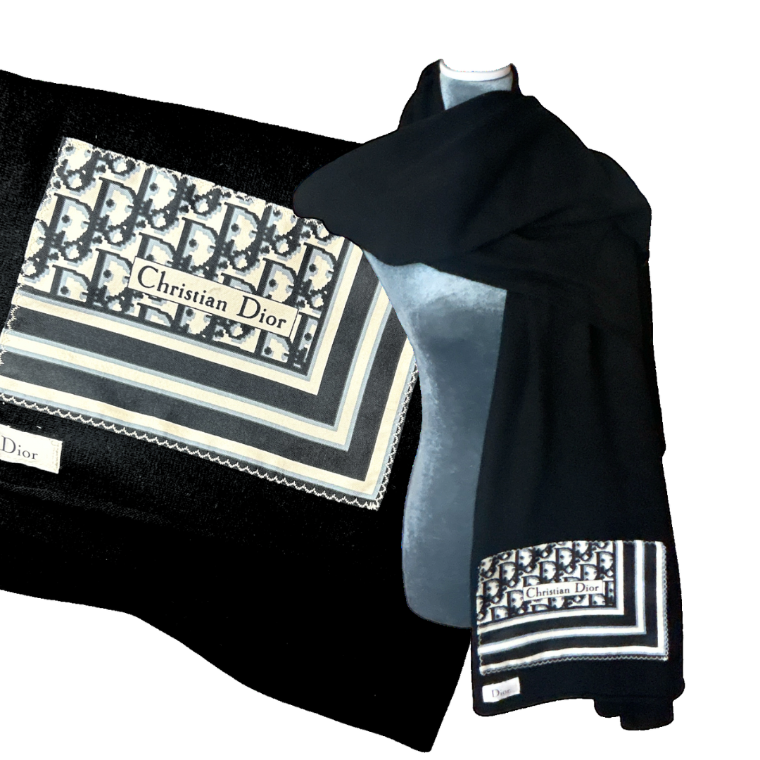 Dior Trotter Noir   Silk Scarf & Cashmere Shawl