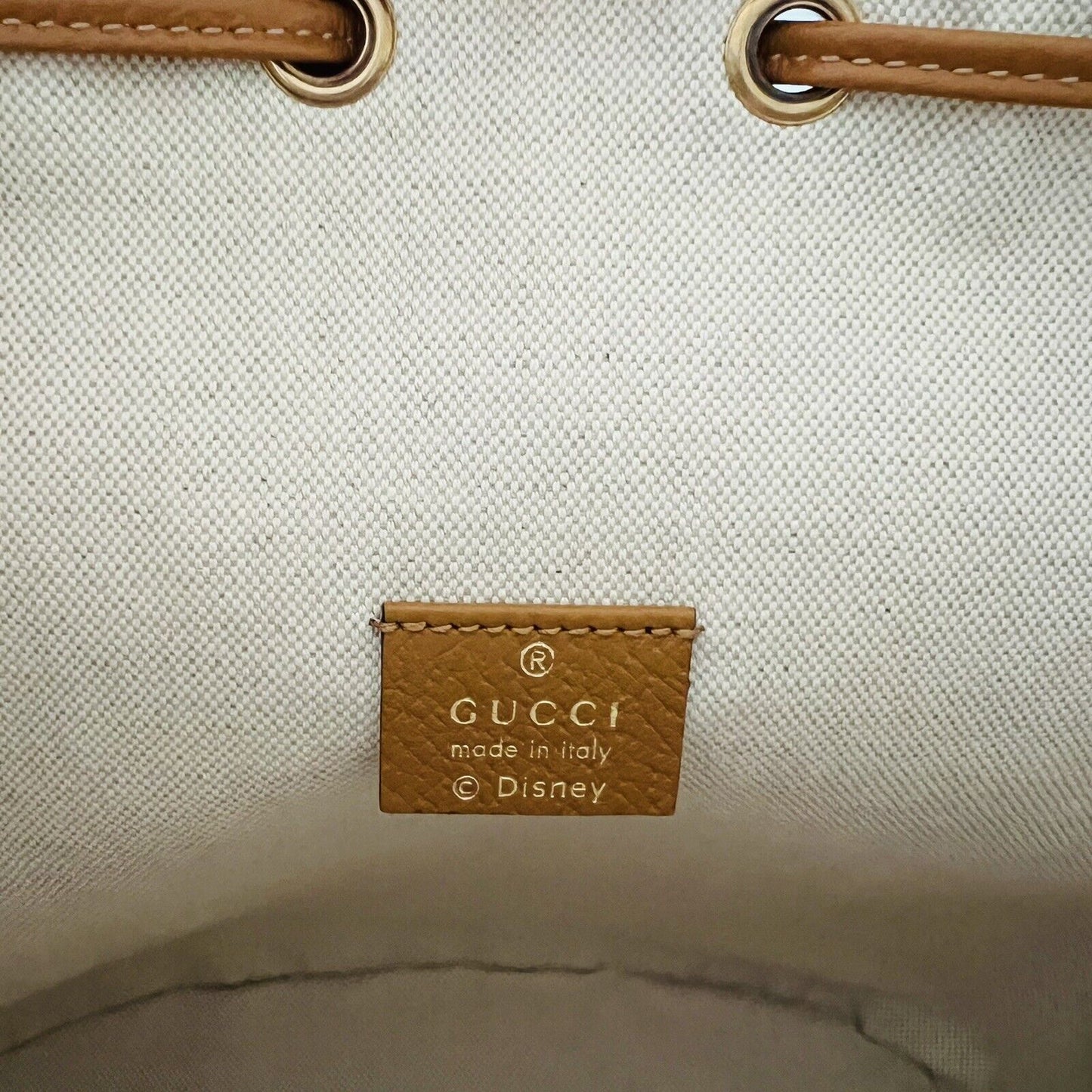 Gucci x Disney Mickey Mo  Print Canvas Leather Bucket Shoulder Bag