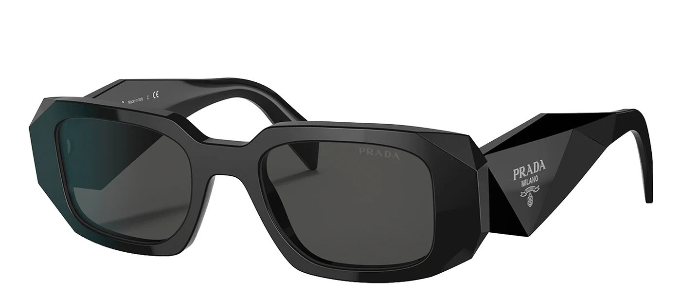Store Return Prada 0PR 17WS VYJ6X1 Black Rectangle Sunglasses