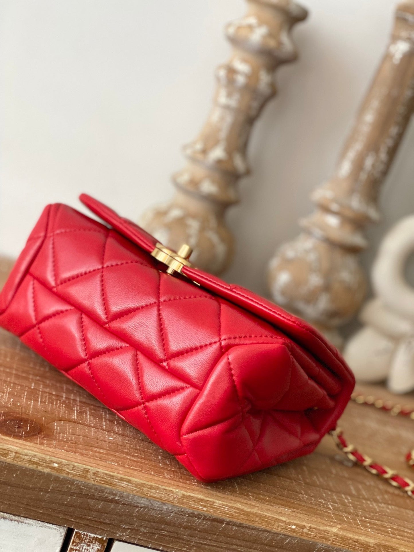 CHL Classic Diamond Flap Bag Red For Women, Women’s Bags 9.1in/23cm