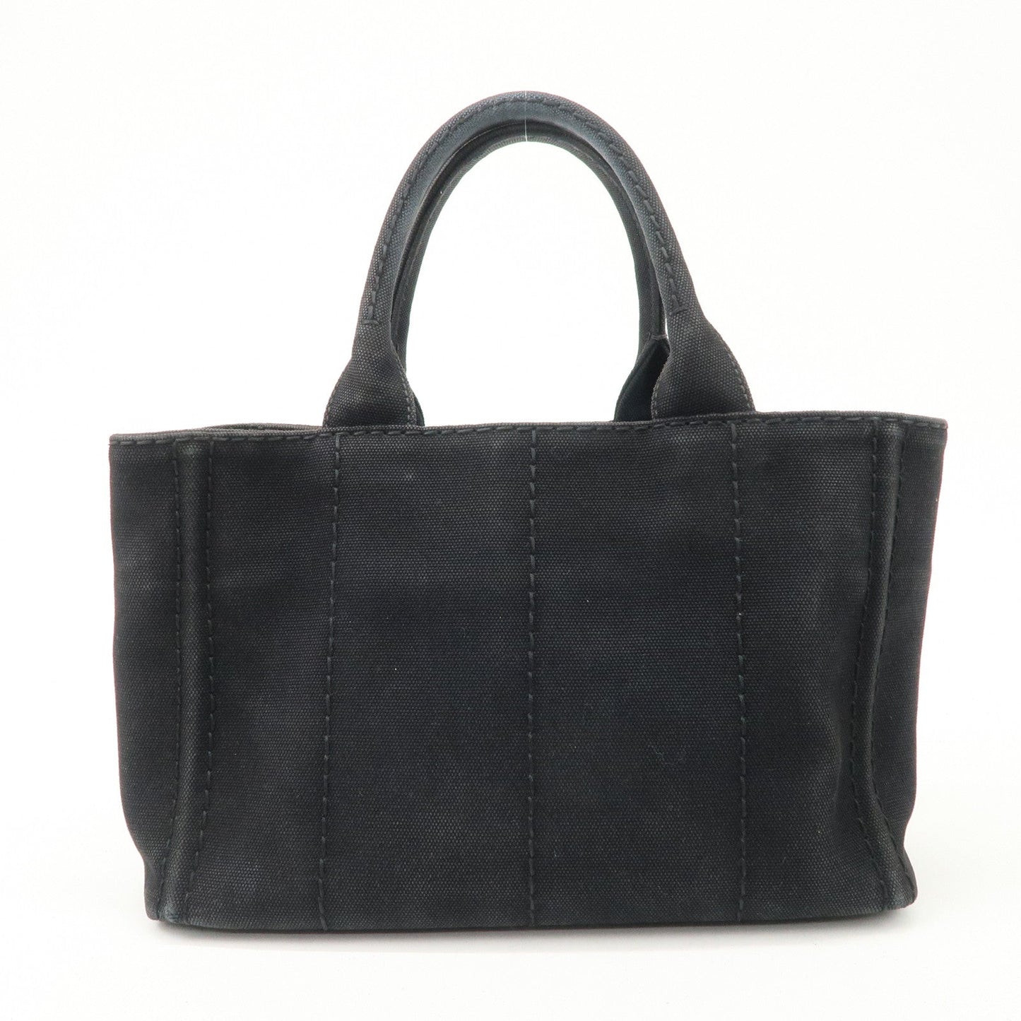 PRADA Logo Denim Canapa Canvas 2 Way Tote Bag Hand Bag Black B2642B  d