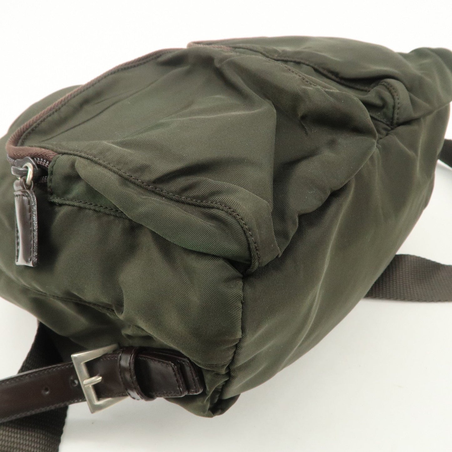 PRADA  Triangle Logo Leather Nylon BackPack B5885F  d