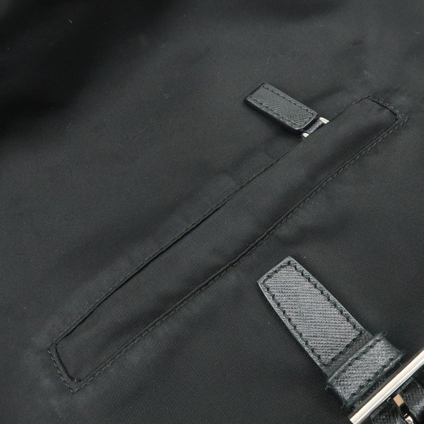 PRADA Triangle Logo Nylon Leather Backpack Ruck Sack Black  d