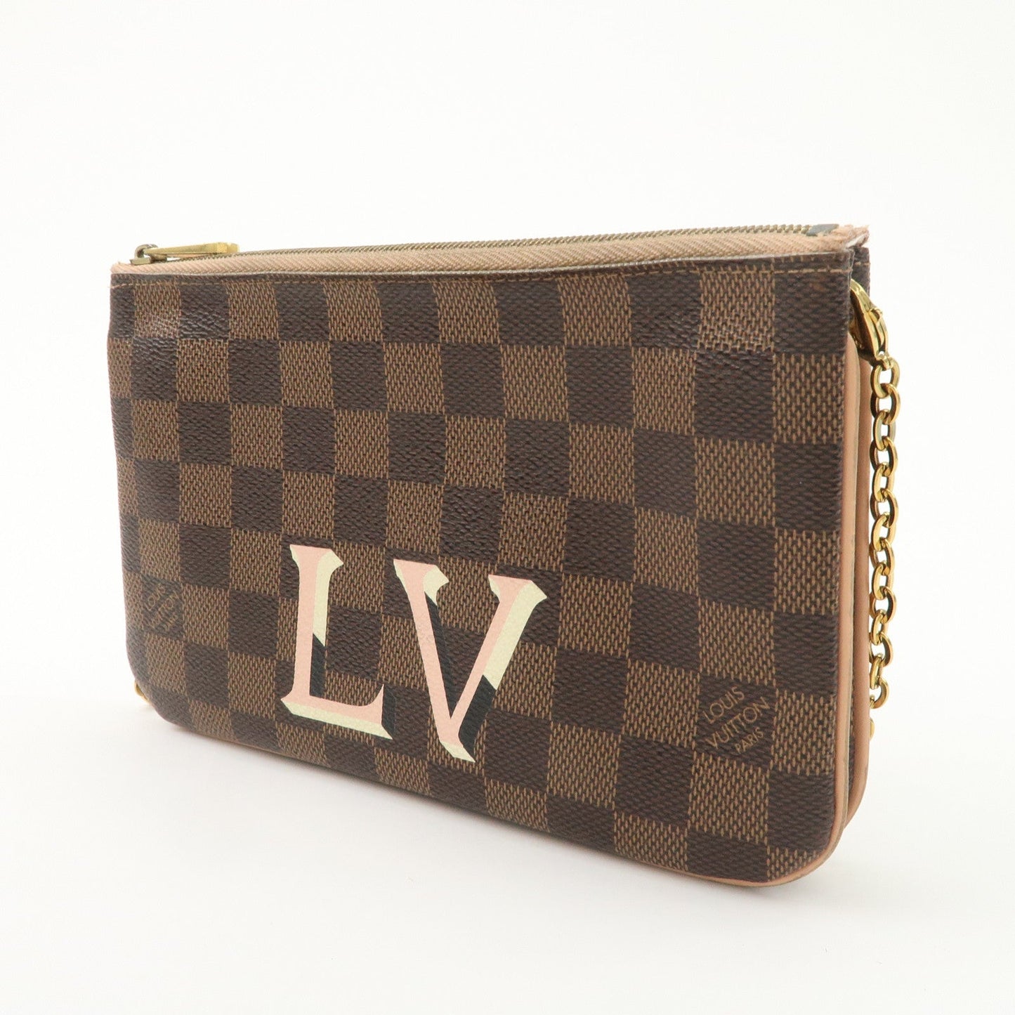 Louis Vuitton Damier Pochette Double Zip Shoulder Bag Brown N60254  d