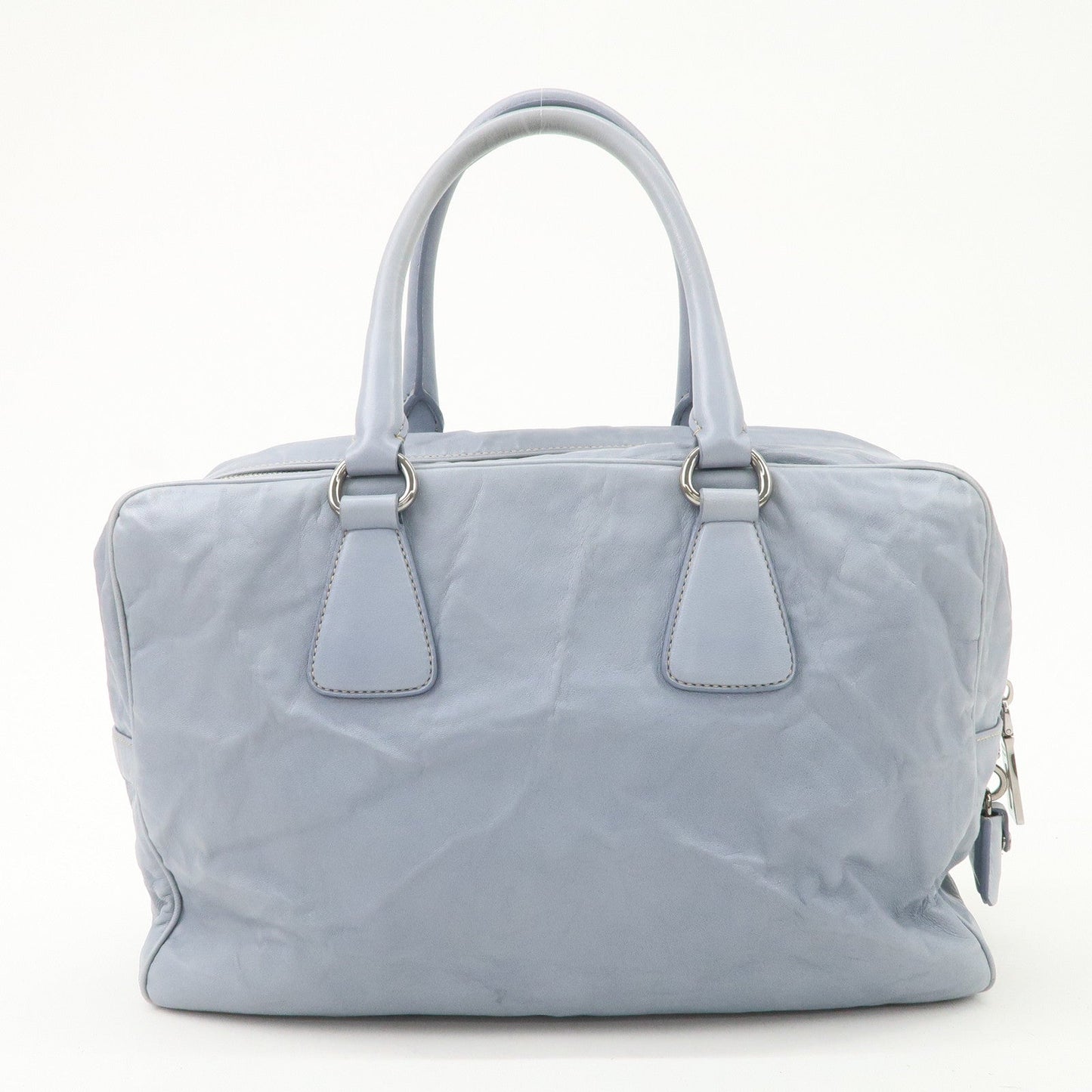 PRADA Logo Leather Shoulder Bag Hand Bag Blue BL094F  d