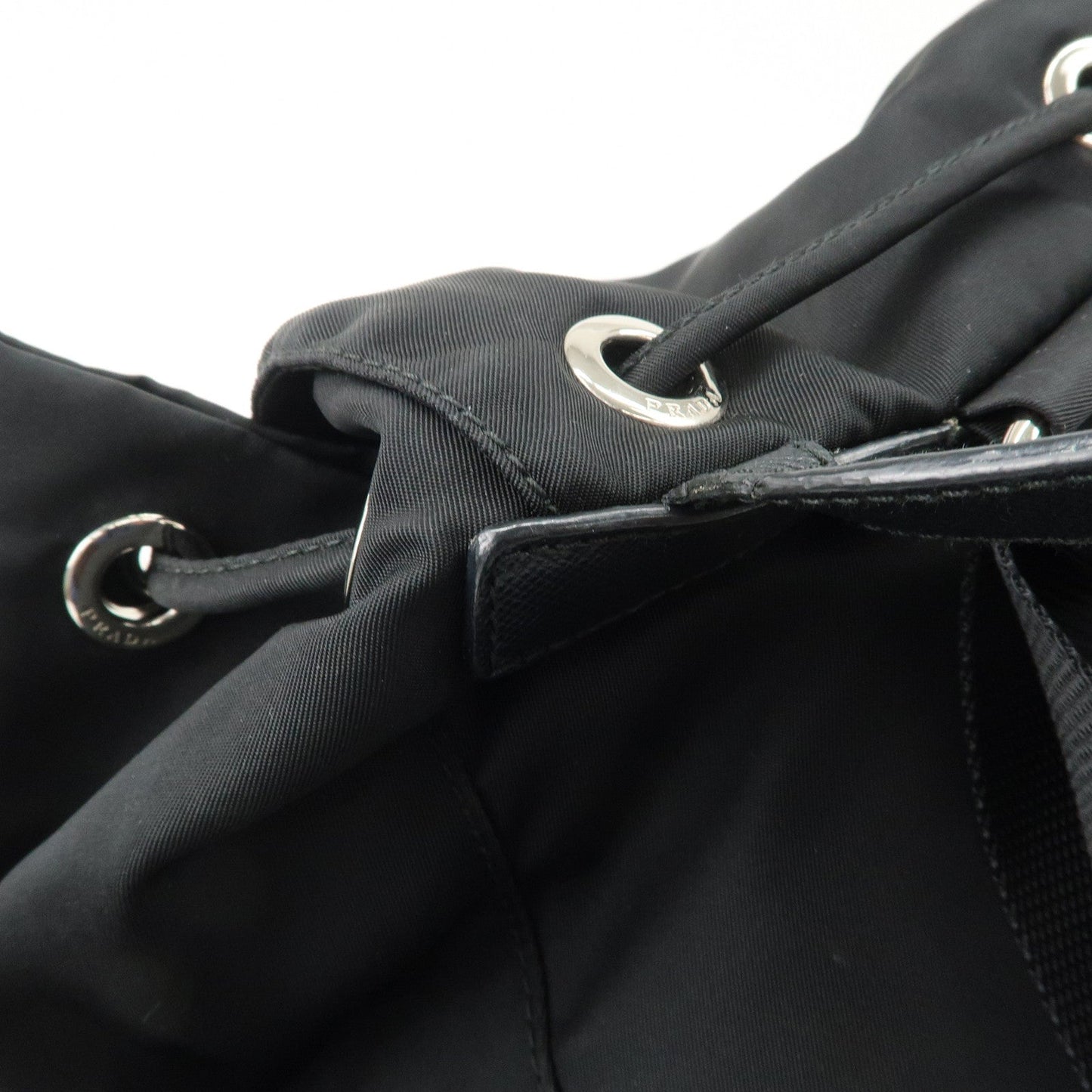 PRADA Triangle Logo Nylon Leather Backpack Ruck Sack Black  d