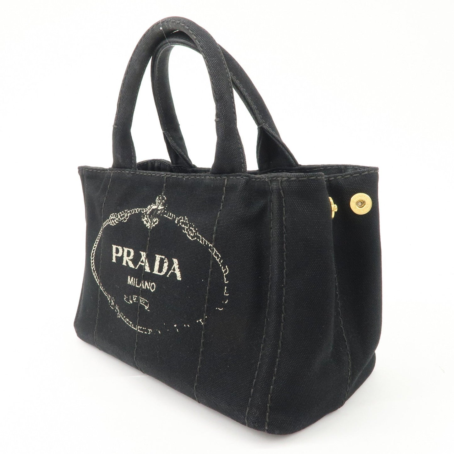 PRADA Logo Canapa Denim 2 Way Tote Bag Hand Bag Black B2642B  d