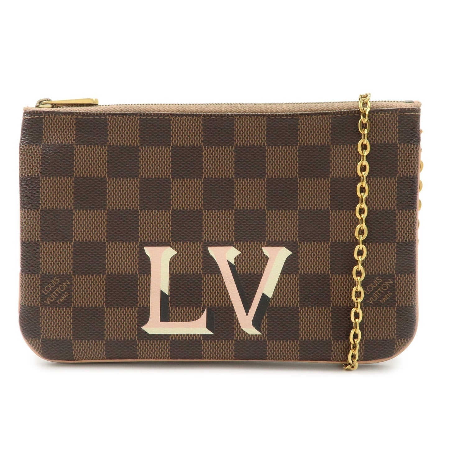 Louis Vuitton Damier Pochette Double Zip Shoulder Bag Brown N60254  d