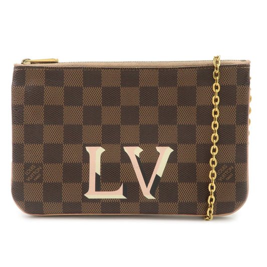Louis Vuitton Damier Pochette Double Zip Shoulder Bag Brown N60254  d