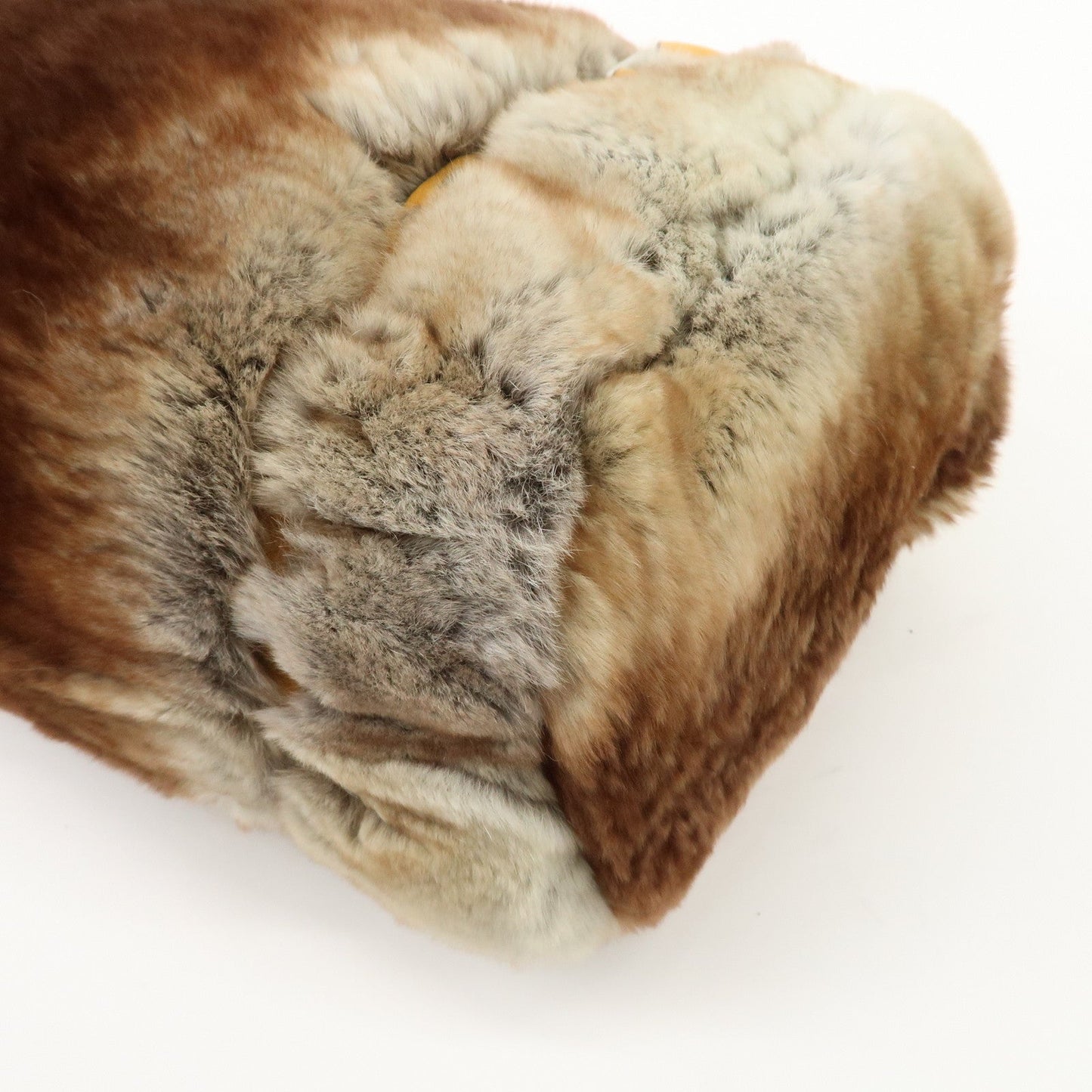 FENDI Seleria Leather Fur Mini Linda Hand Bag Brown White 8BR486  d