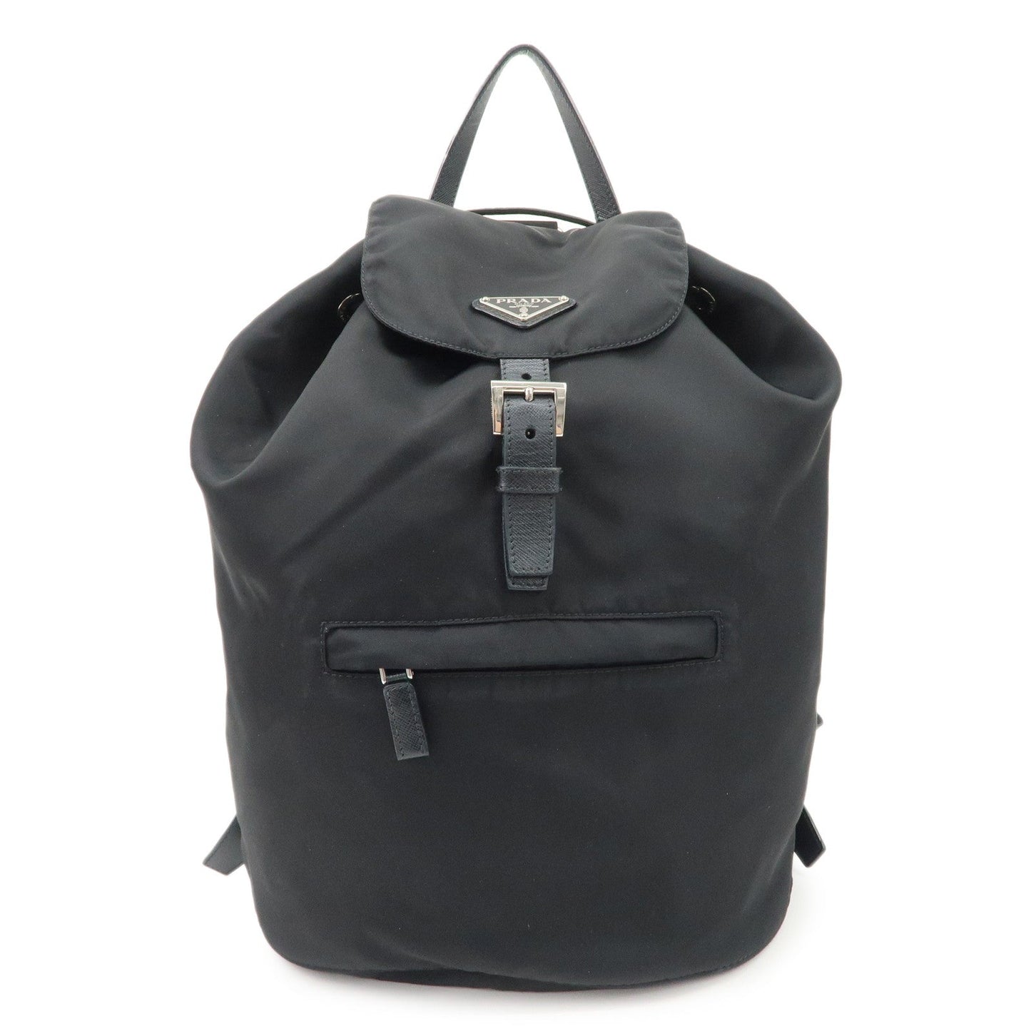 PRADA Triangle Logo Nylon Leather Backpack Ruck Sack Black  d