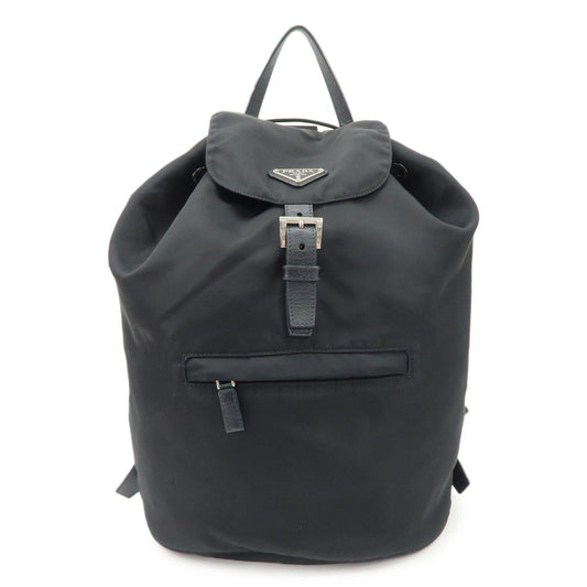 PRADA Triangle Logo Nylon Leather Backpack Ruck Sack Black  d