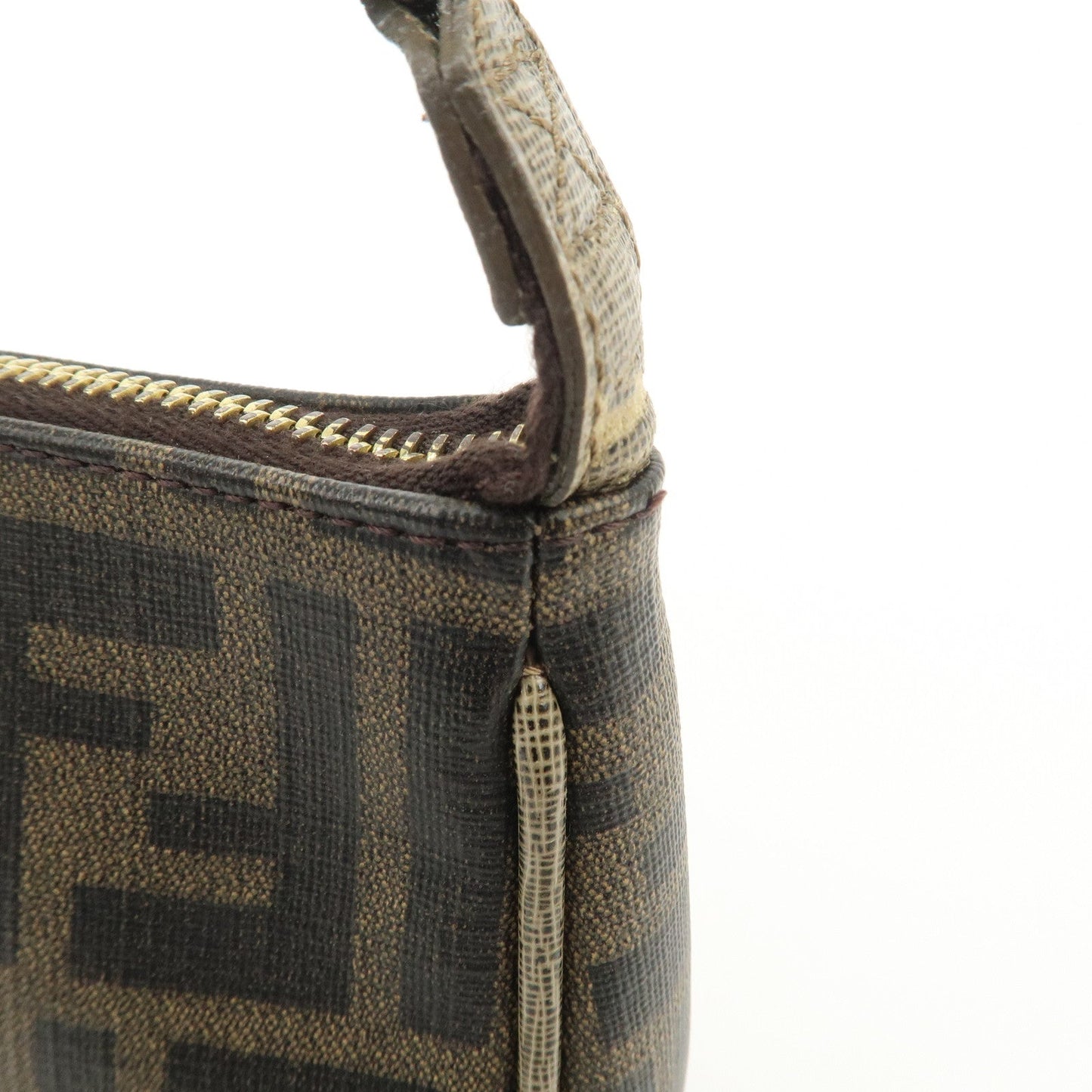 FENDI Zucca PVC Leather Chain Accessory Pouch Hand Bag Brown 8M0264  d