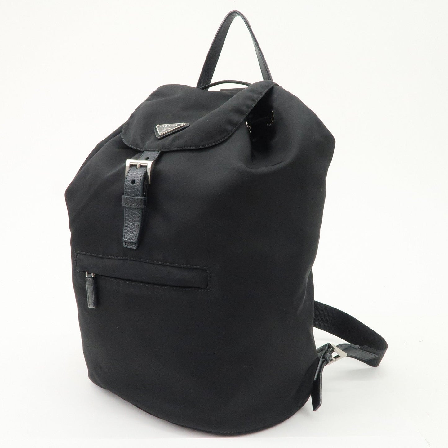 PRADA Triangle Logo Nylon Leather Backpack Ruck Sack Black  d