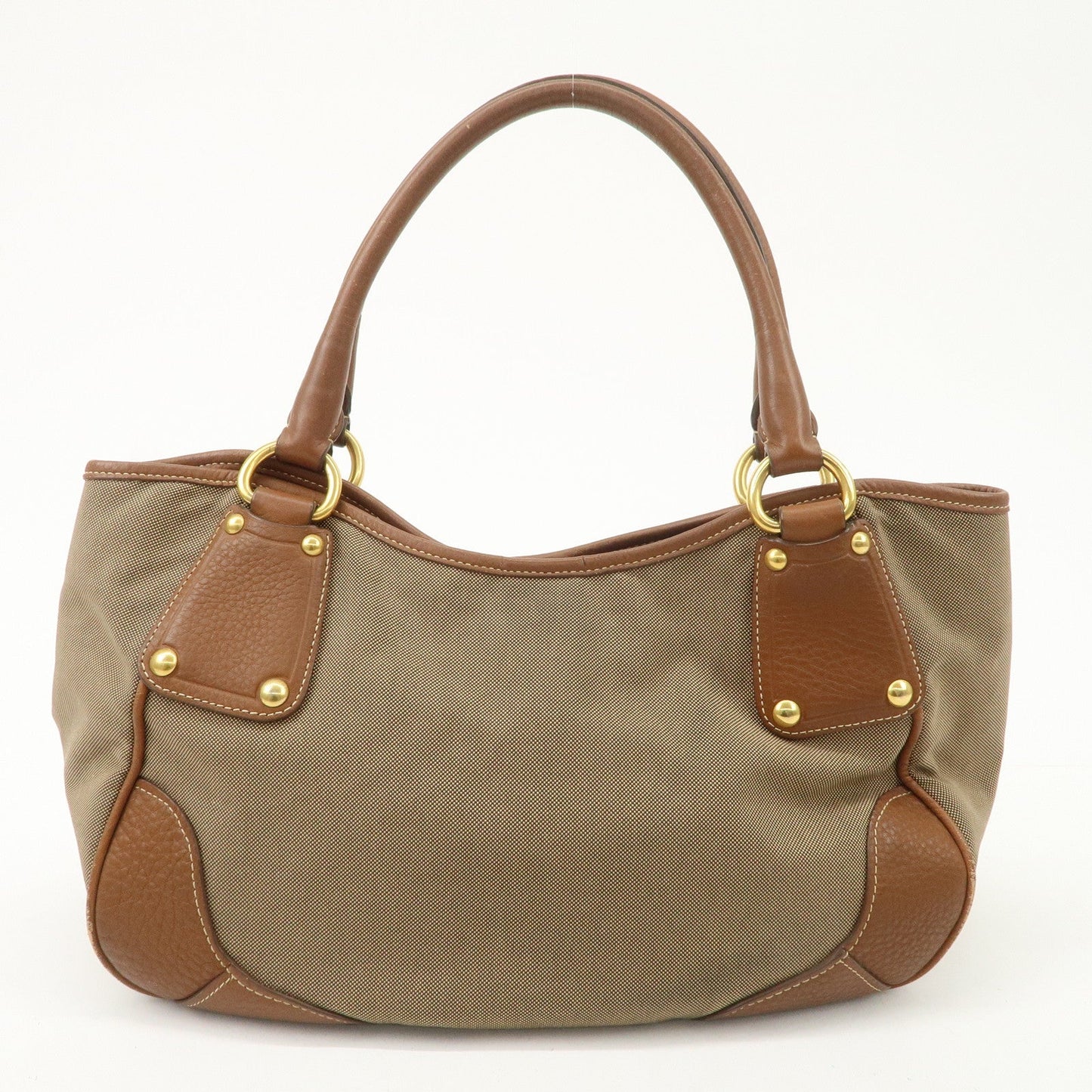 PRADA Logo Jacquard Leather Tote Bag Hand Bag Brown BR4635  d