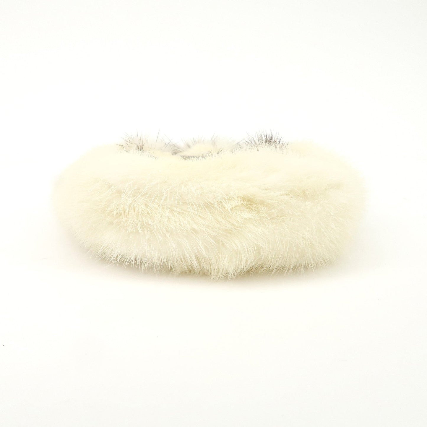 FENDI Seleria Leather Fur Flower Motif Kiss Lock Pouch Hand Bag 8BK048  d