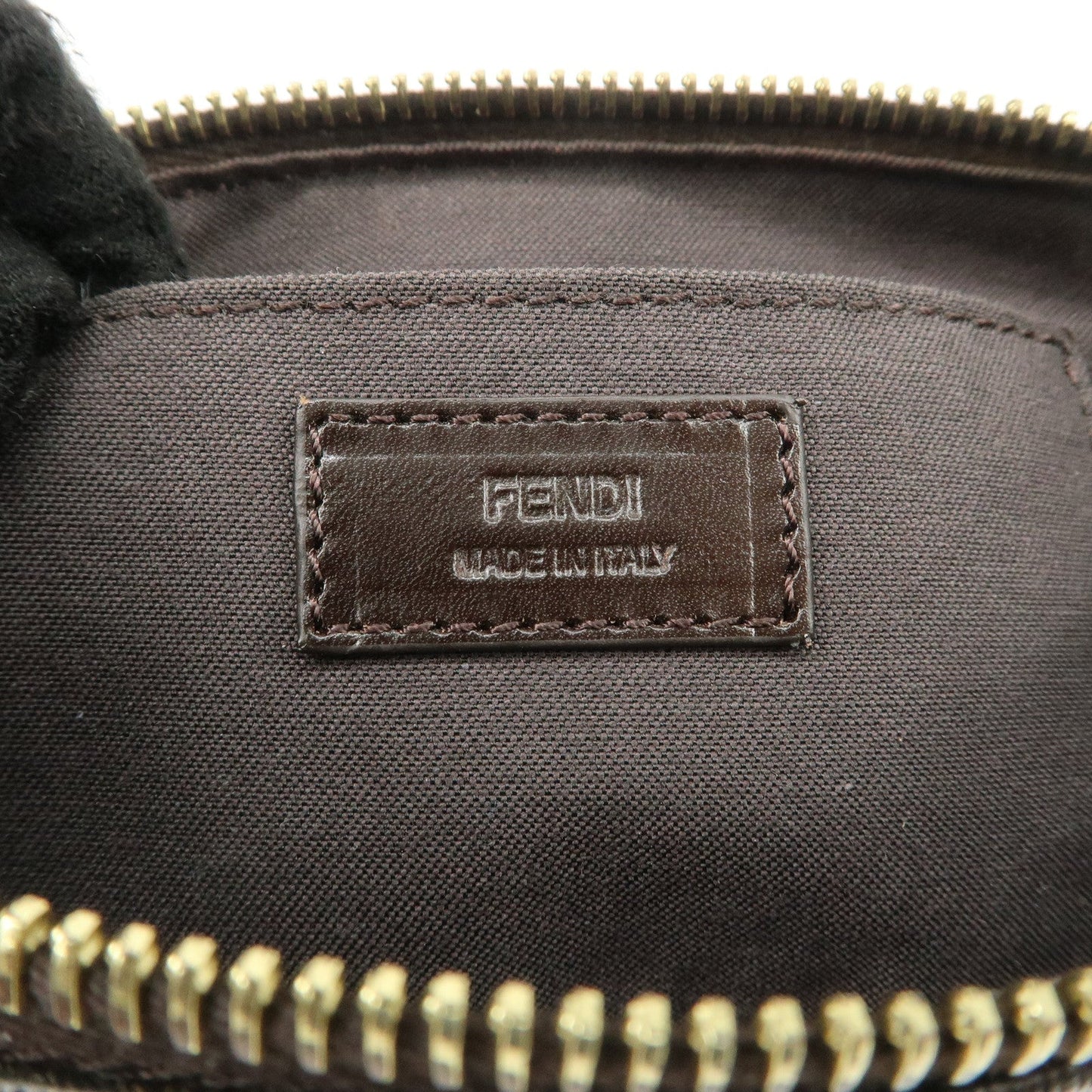 FENDI Zucca PVC Leather Chain Accessory Pouch Hand Bag Brown 8M0264  d