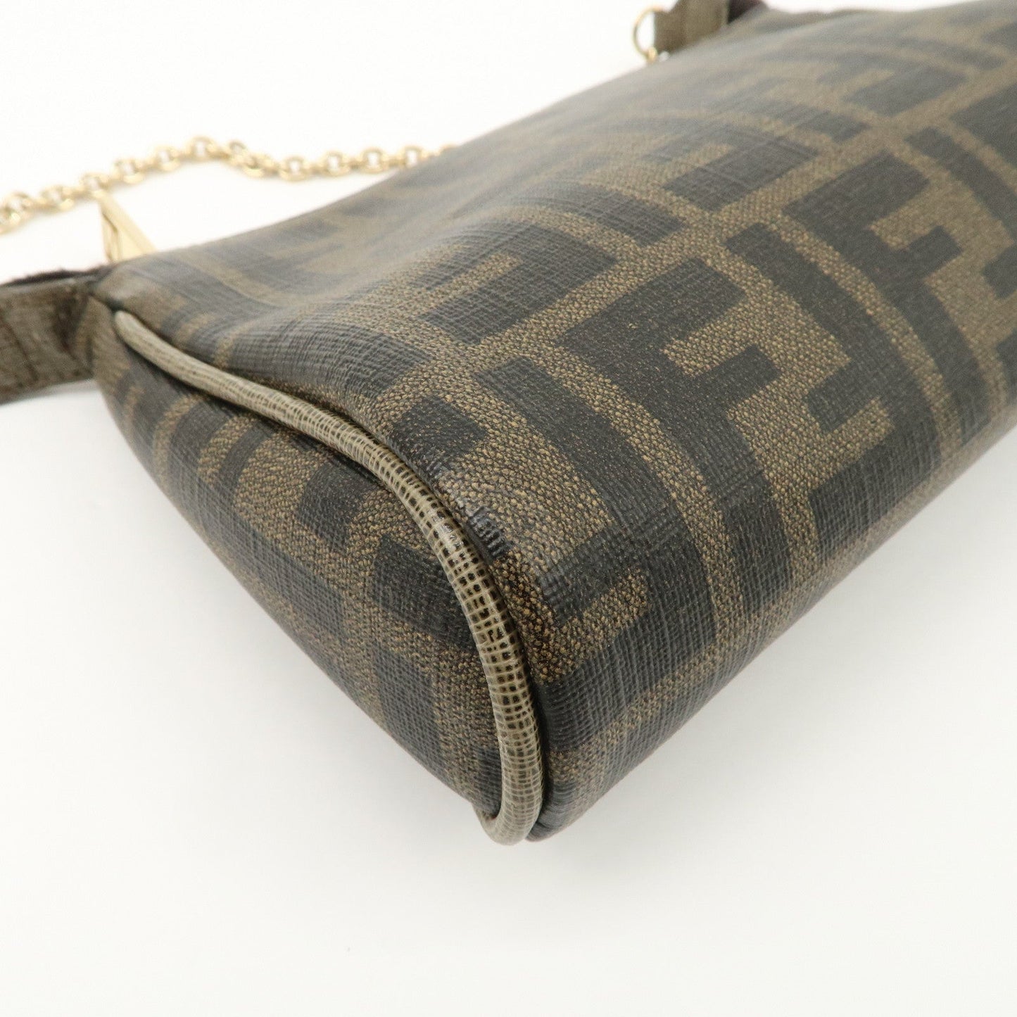 FENDI Zucca PVC Leather Chain Accessory Pouch Hand Bag Brown 8M0264  d