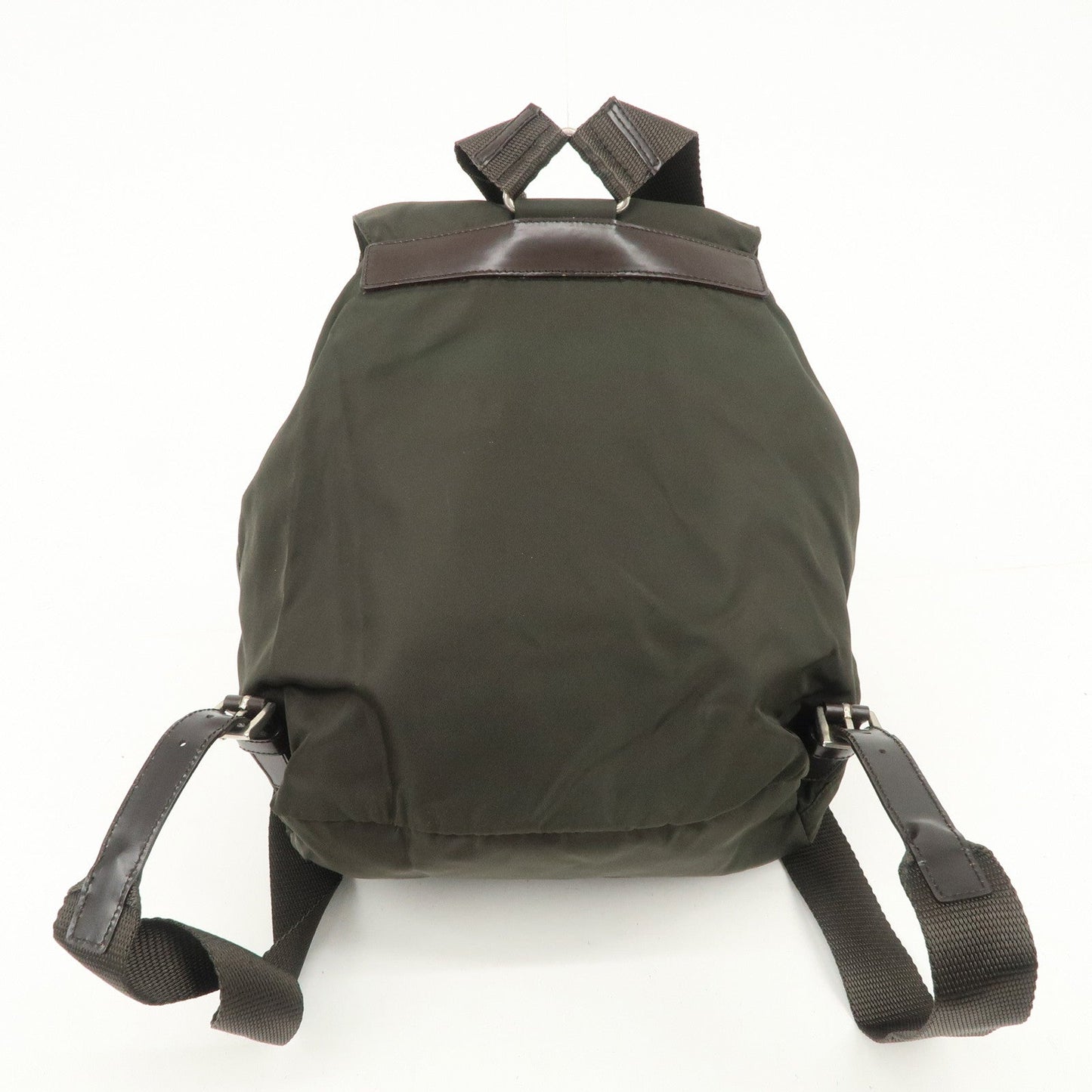 PRADA  Triangle Logo Leather Nylon BackPack B5885F  d