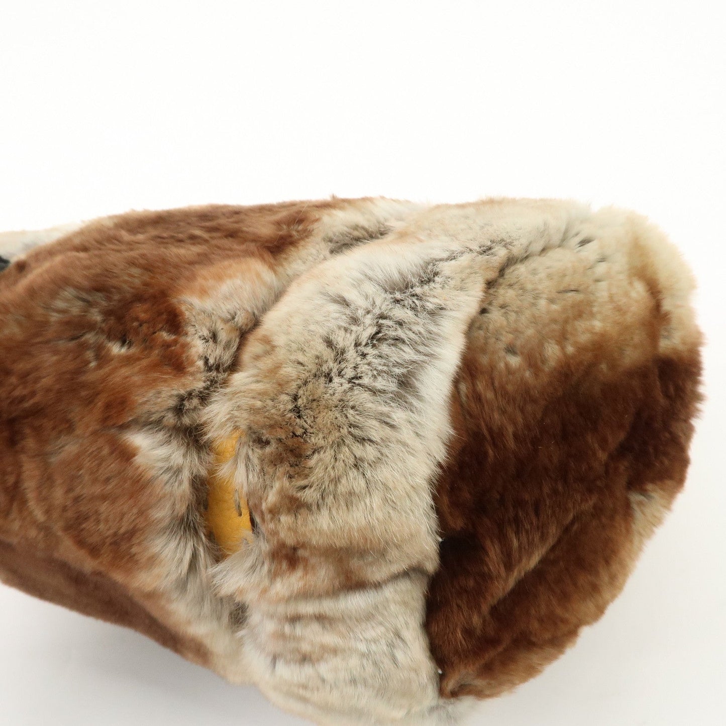 FENDI Seleria Leather Fur Mini Linda Hand Bag Brown White 8BR486  d