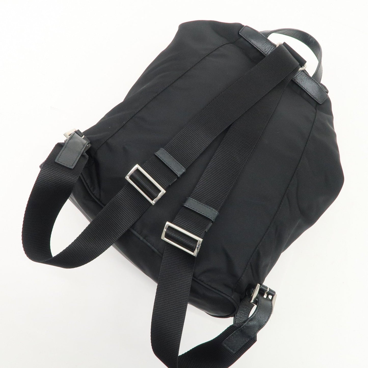 PRADA Triangle Logo Nylon Leather Backpack Ruck Sack Black  d