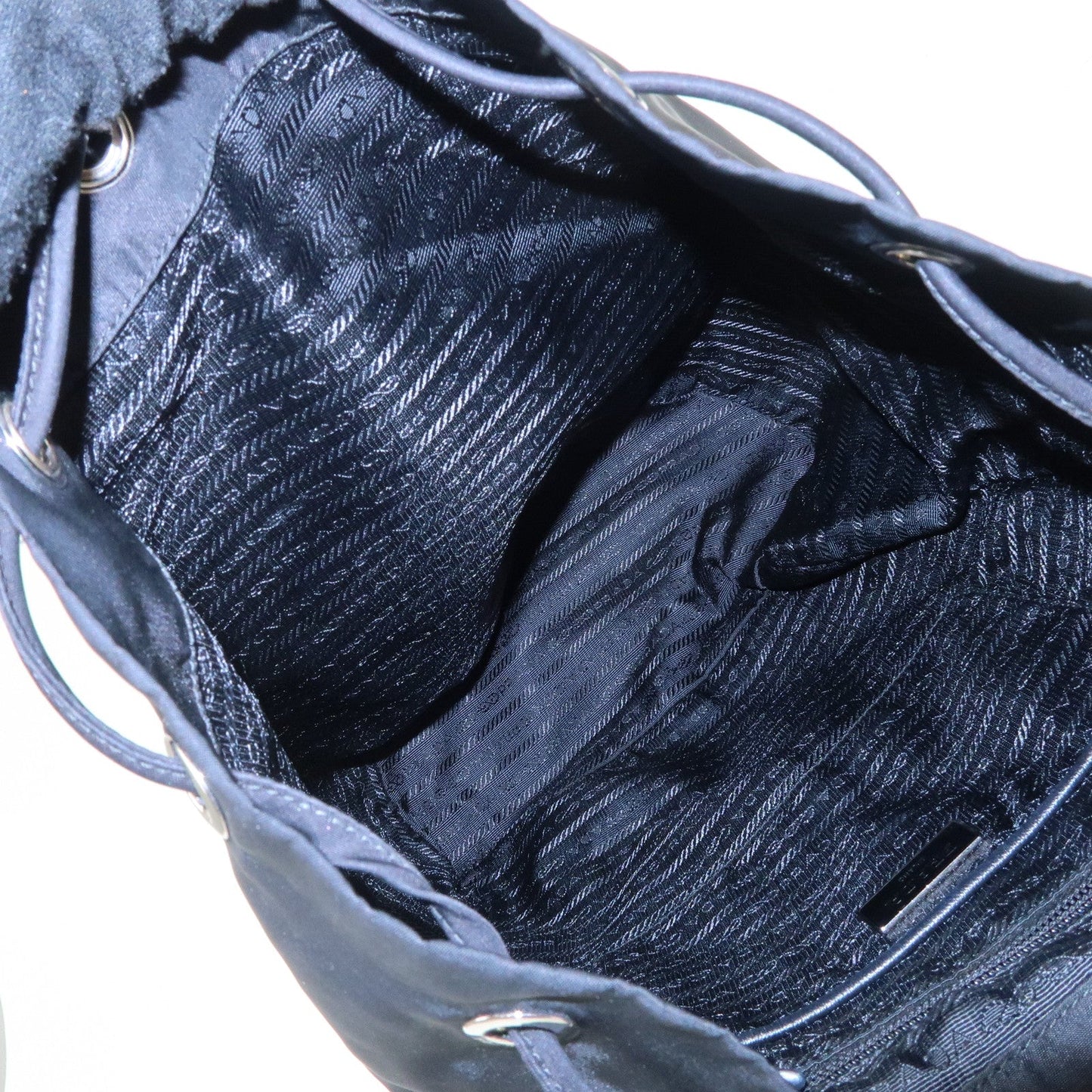 PRADA Triangle Logo Nylon Leather Backpack Ruck Sack Black  d