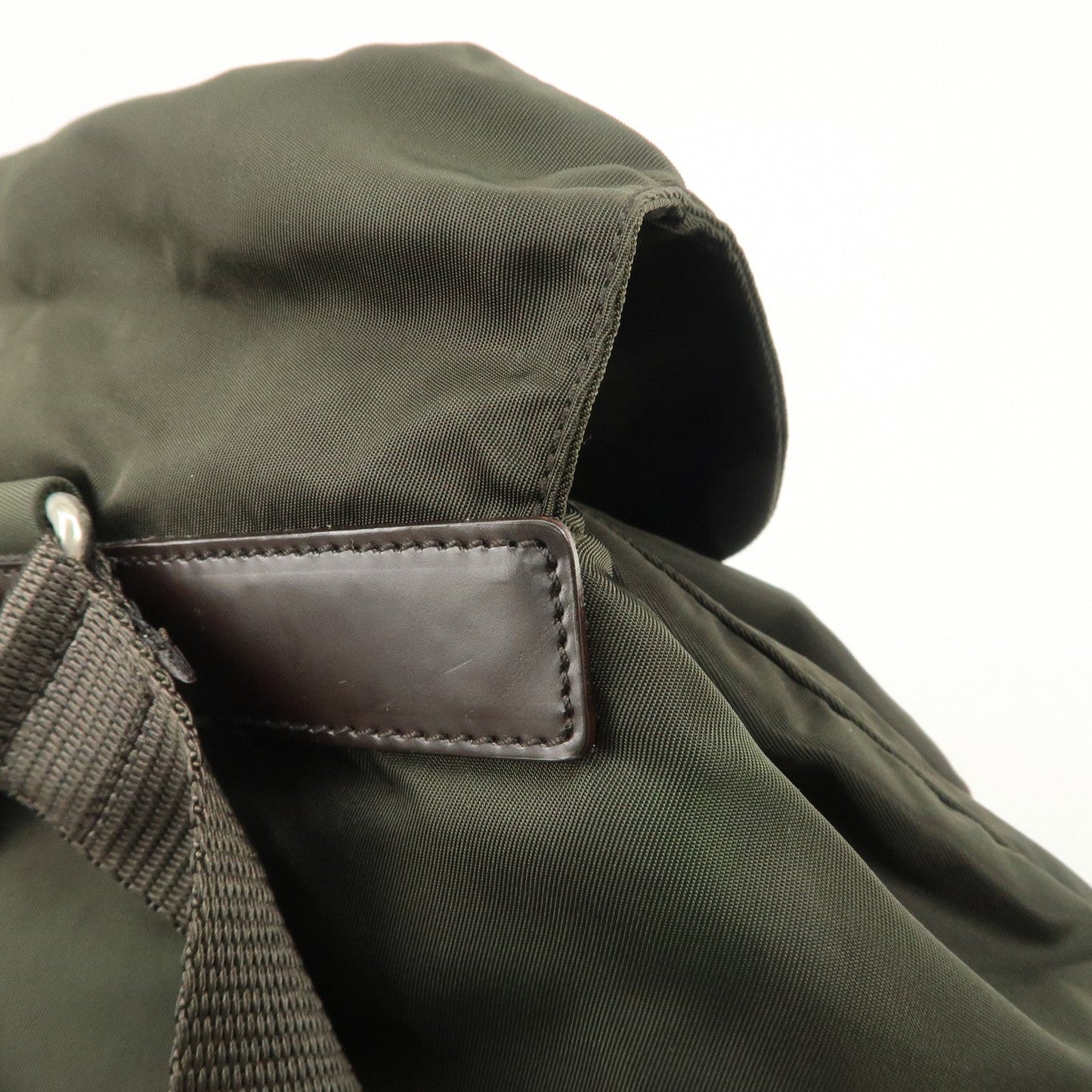PRADA  Triangle Logo Leather Nylon BackPack B5885F  d