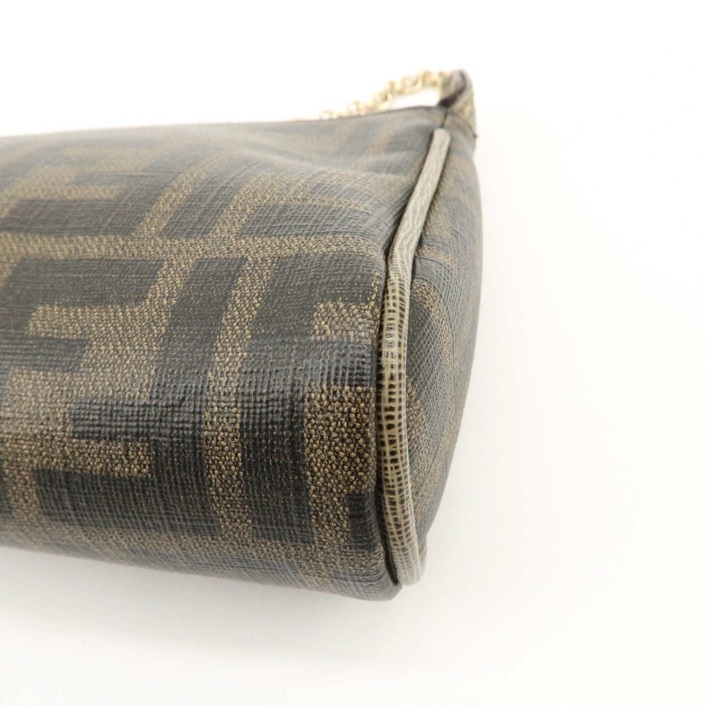 FENDI Zucca PVC Leather Chain Accessory Pouch Hand Bag Brown 8M0264  d