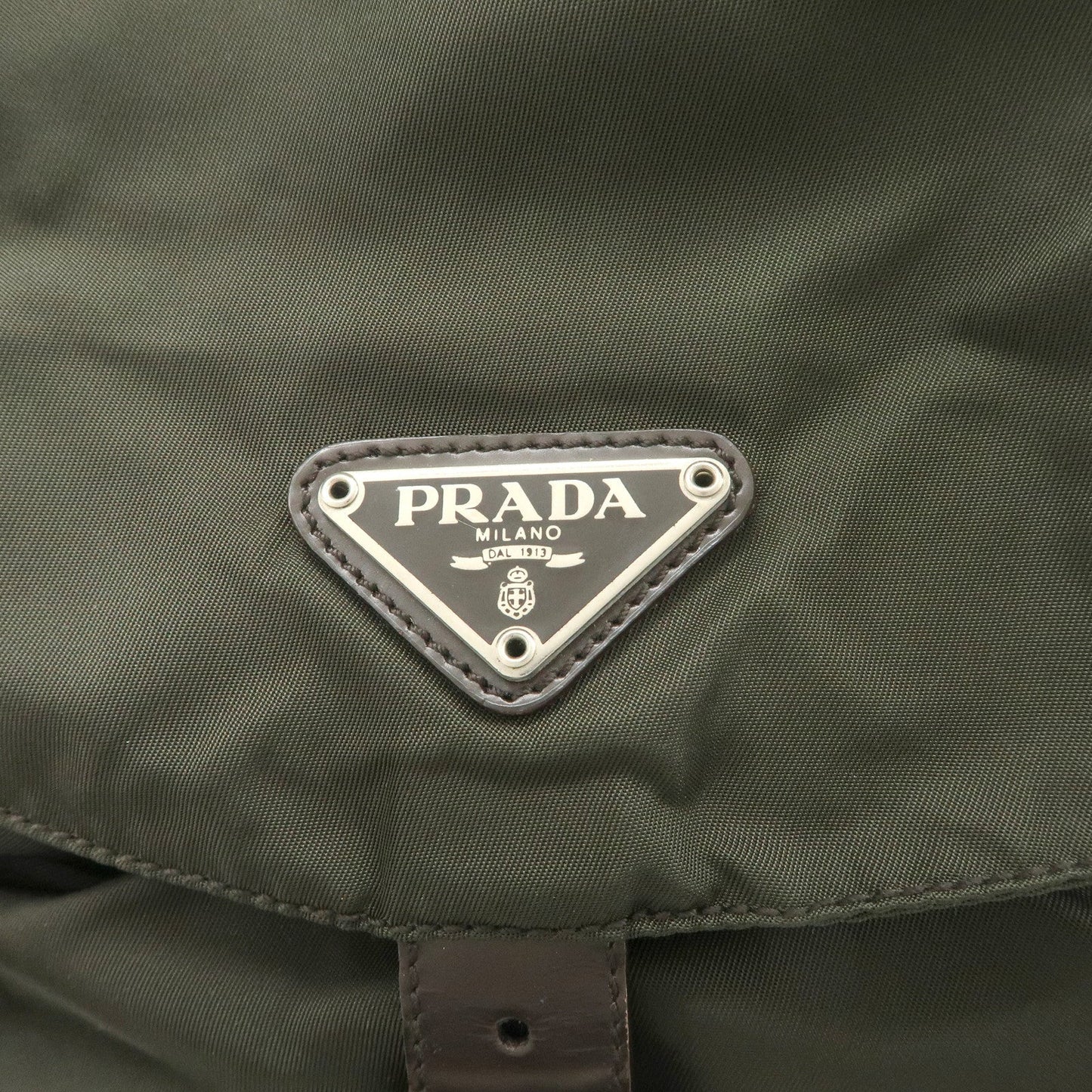 PRADA  Triangle Logo Leather Nylon BackPack B5885F  d