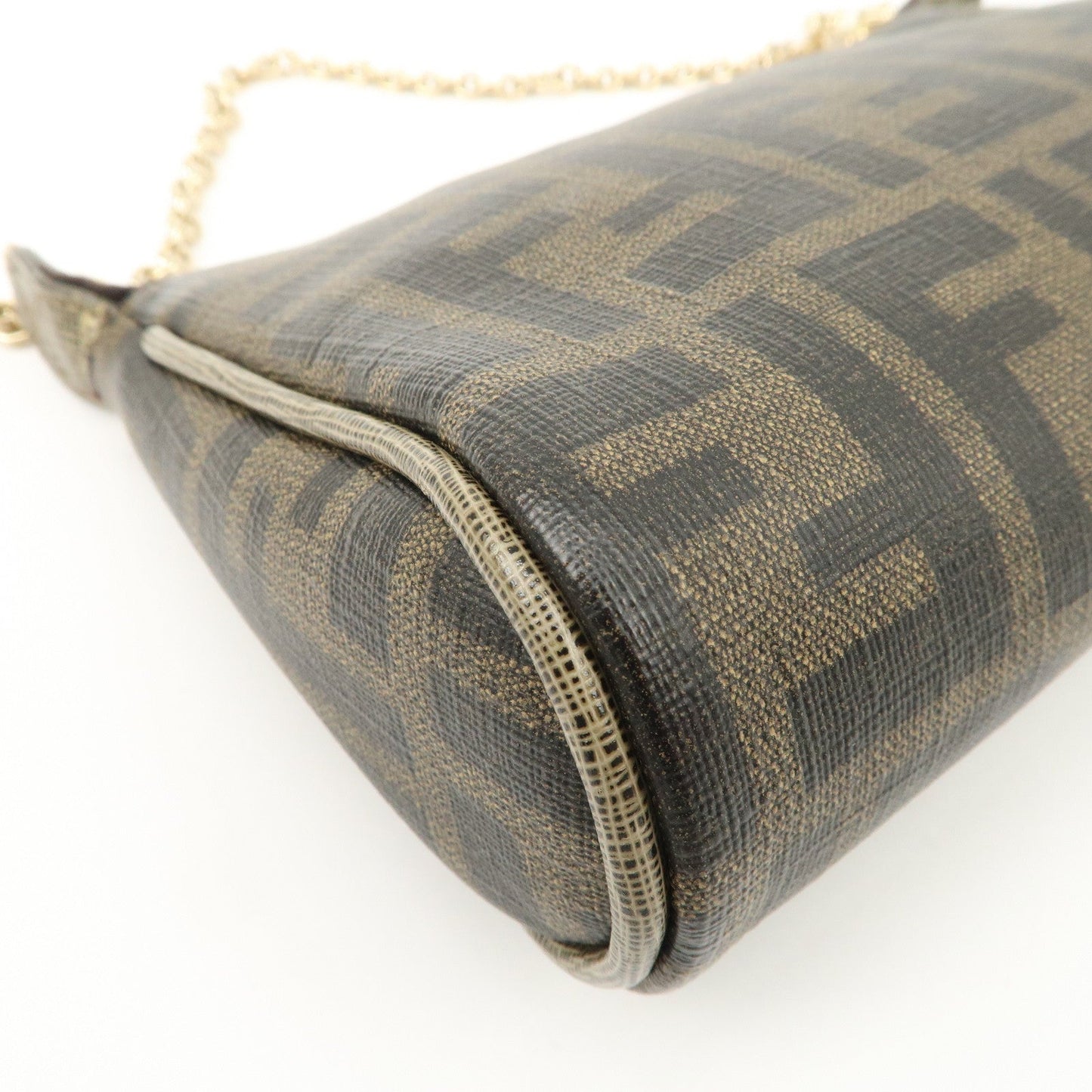 FENDI Zucca PVC Leather Chain Accessory Pouch Hand Bag Brown 8M0264  d