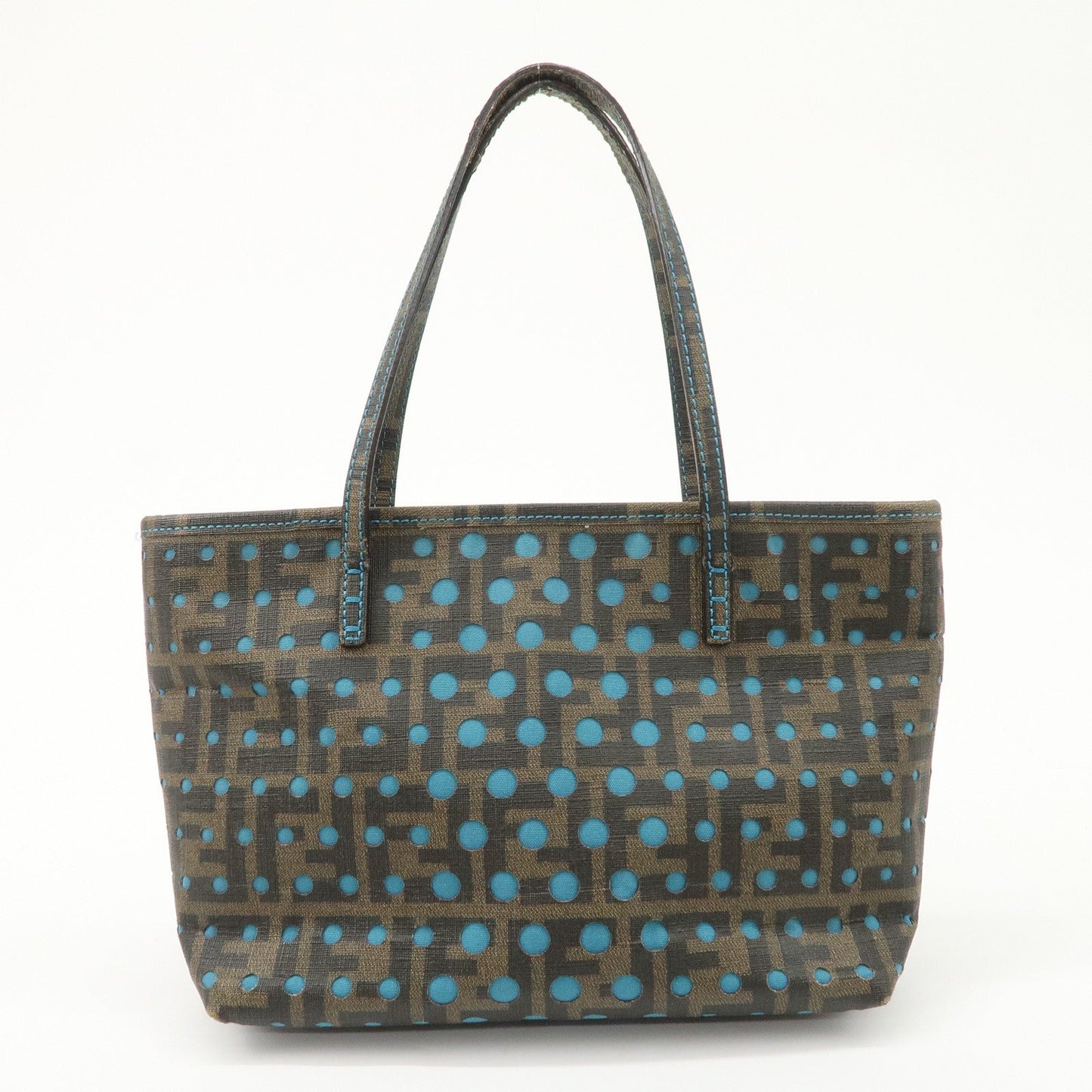 FENDI Zucca PVC Nylon Punching Tote Bag Brown Black 8BH223  d