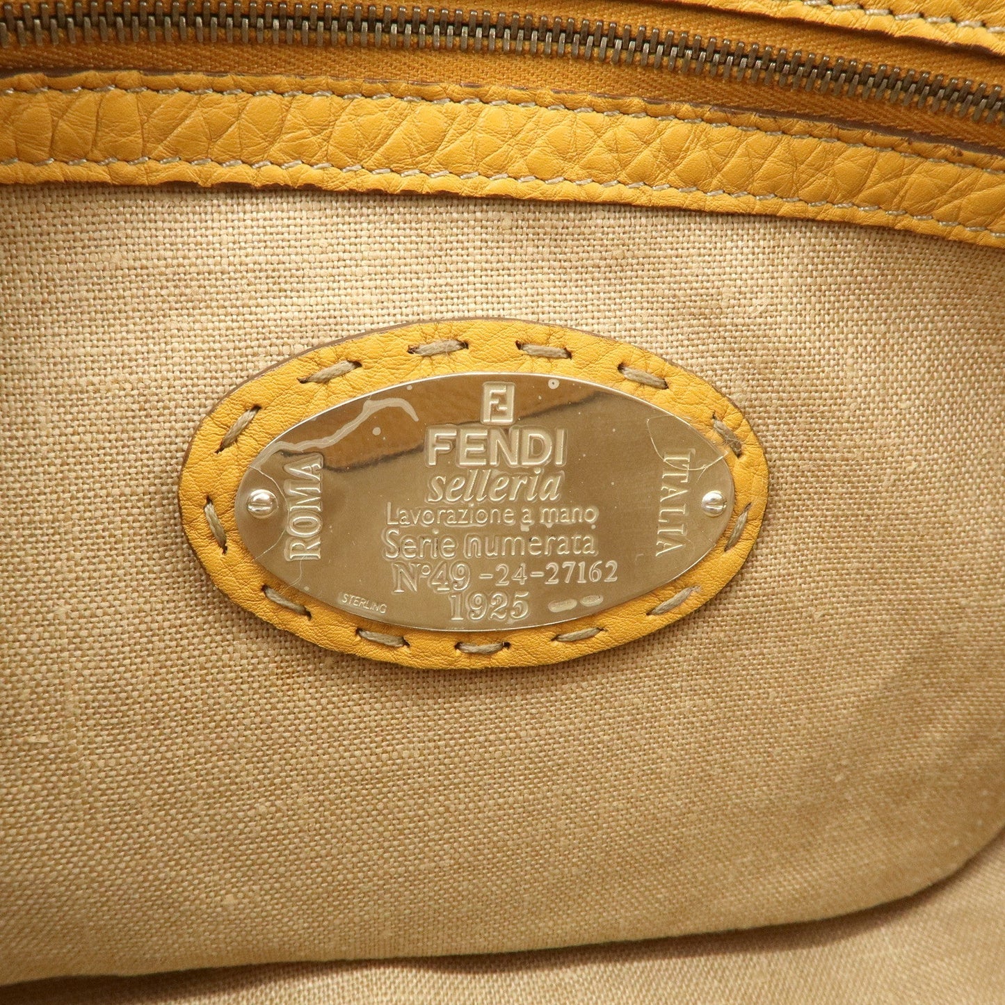 FENDI Seleria Leather Fur Mini Linda Hand Bag Brown White 8BR486  d