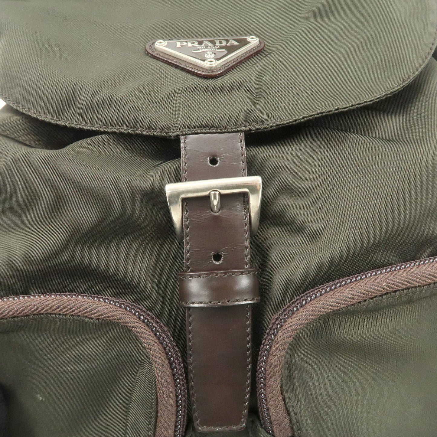 PRADA  Triangle Logo Leather Nylon BackPack B5885F  d