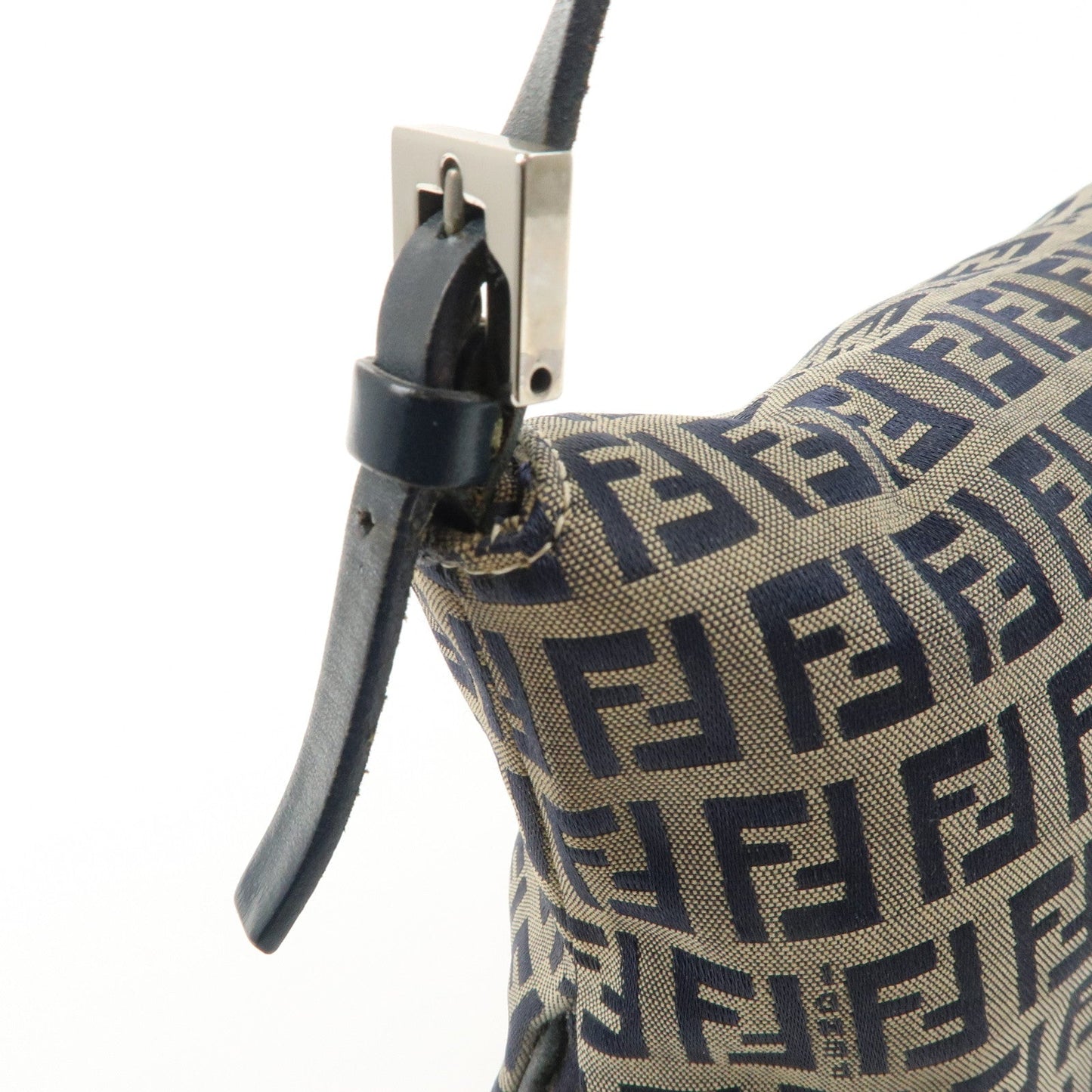 FENDI Zucchino Canvas Leather Shoulder Bag Hand Bag Grey Navy 26796  d