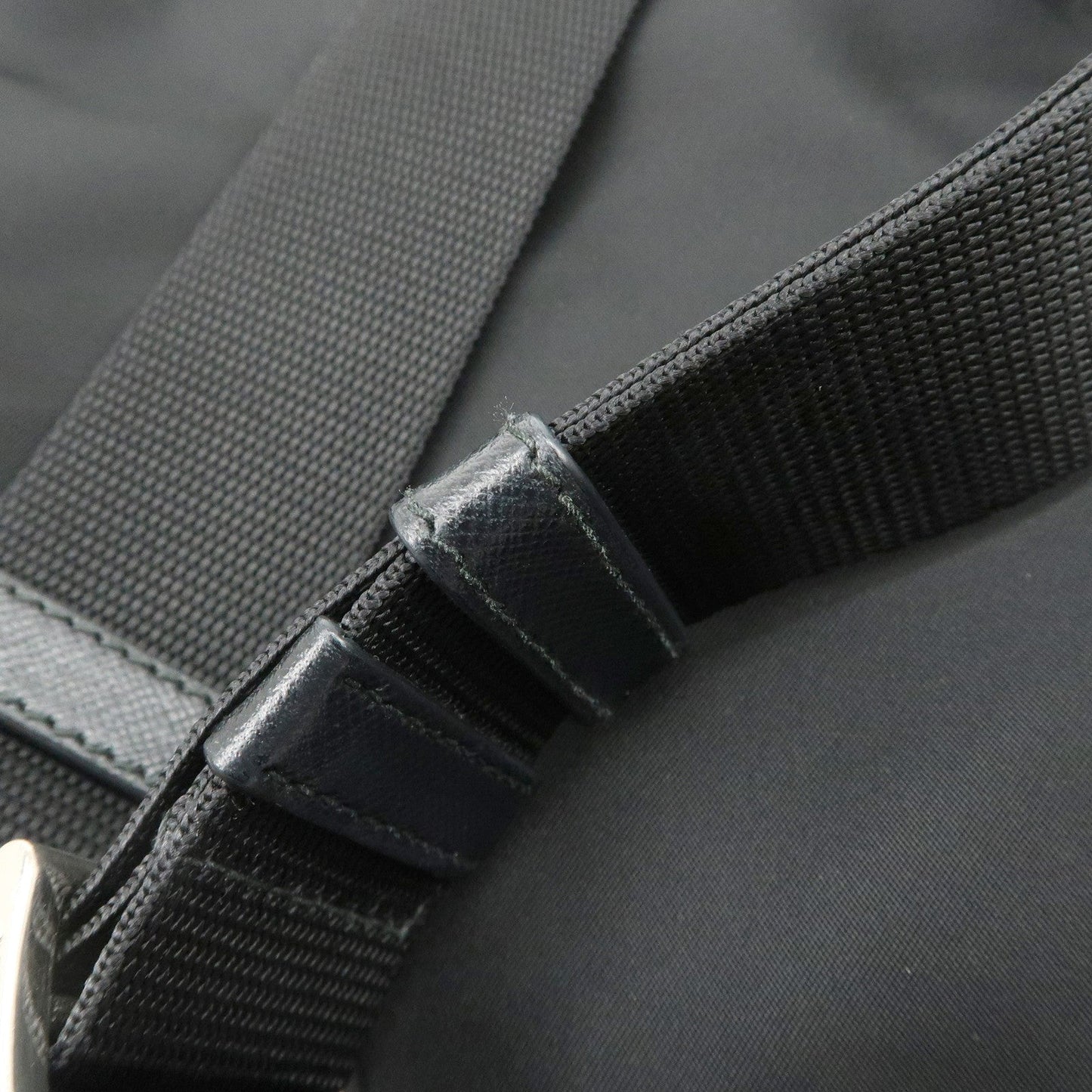 PRADA Triangle Logo Nylon Leather Backpack Ruck Sack Black  d