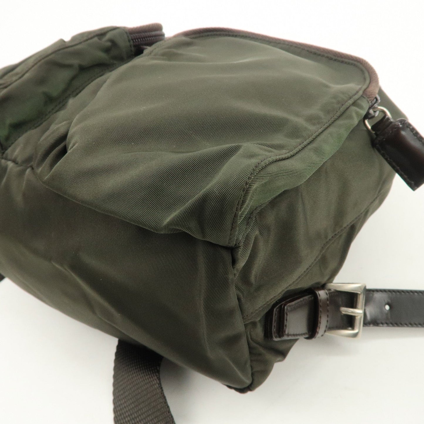 PRADA  Triangle Logo Leather Nylon BackPack B5885F  d