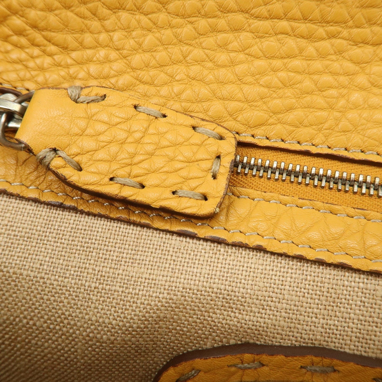 FENDI Seleria Leather Fur Mini Linda Hand Bag Brown White 8BR486  d