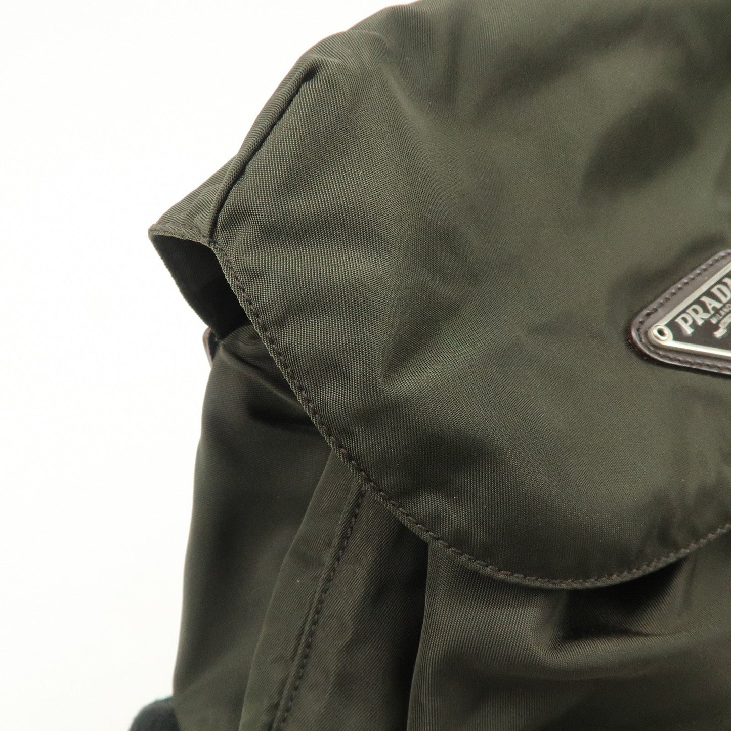 PRADA  Triangle Logo Leather Nylon BackPack B5885F  d