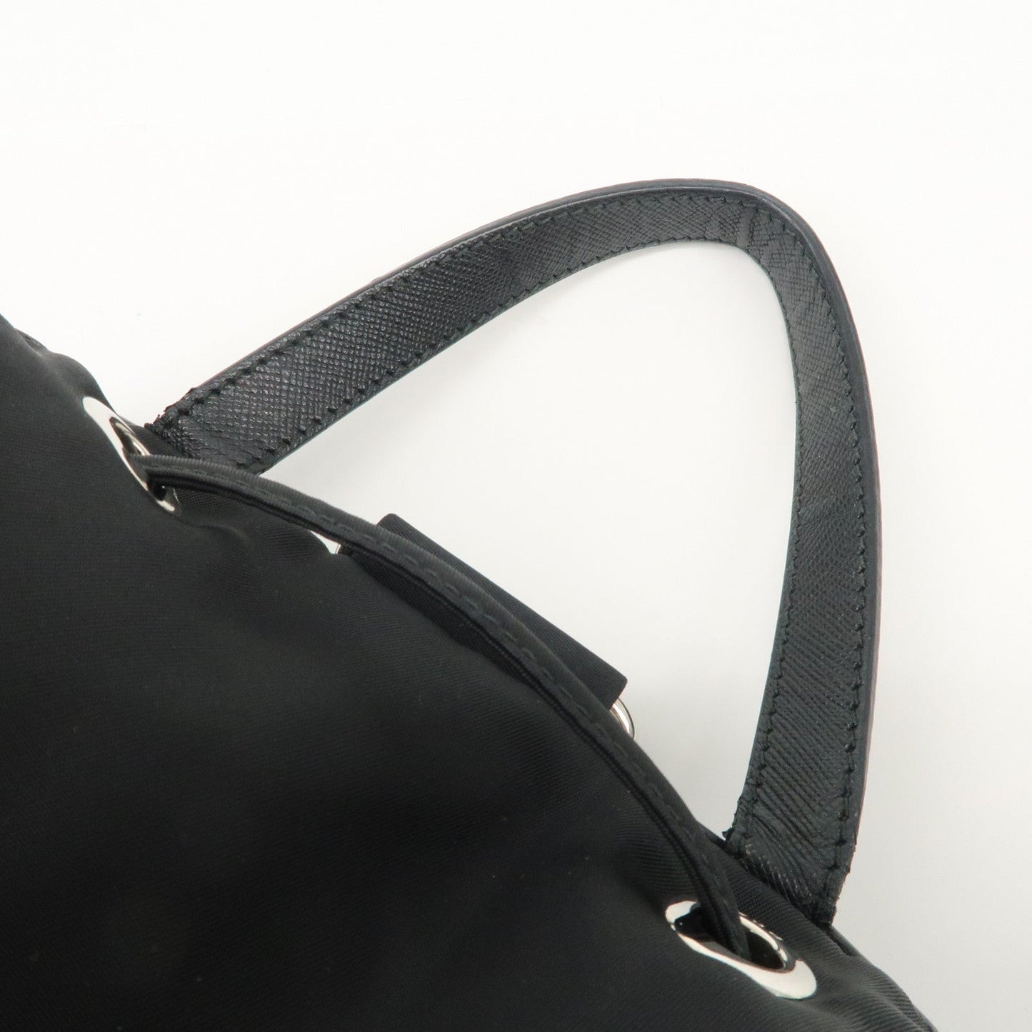 PRADA Triangle Logo Nylon Leather Backpack Ruck Sack Black  d