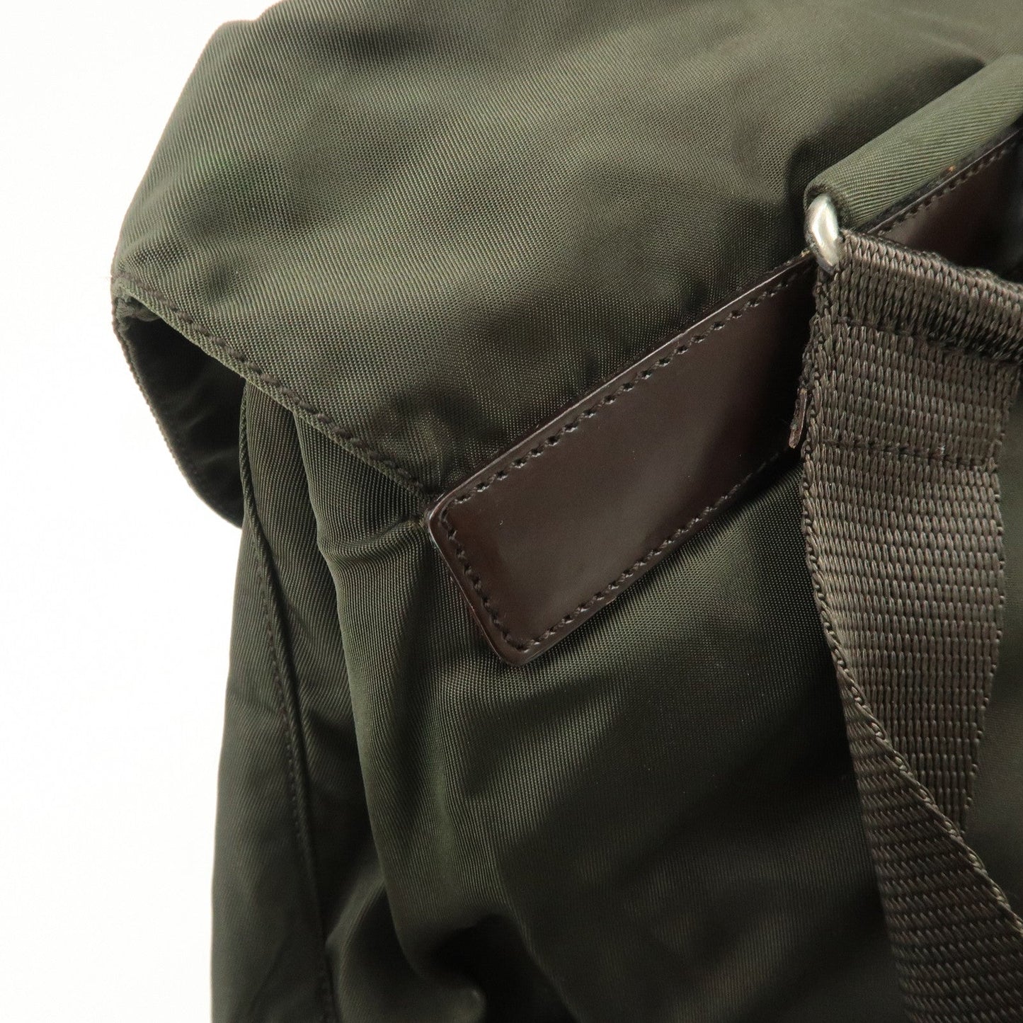 PRADA  Triangle Logo Leather Nylon BackPack B5885F  d